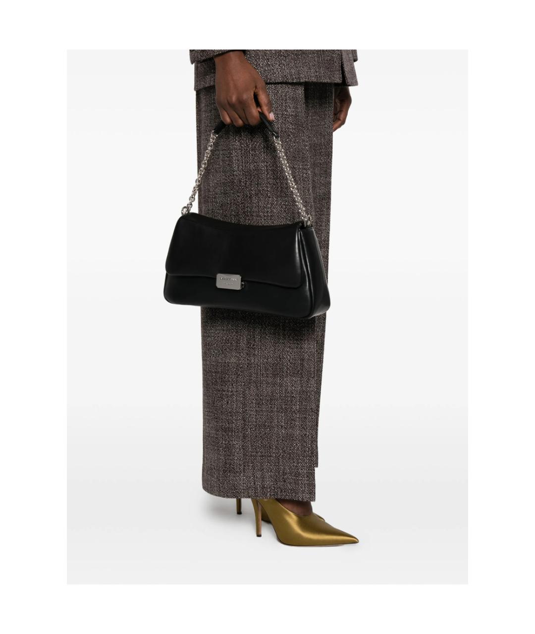 EMPORIO ARMANI Черная кожаная сумка через плечо, фото 2