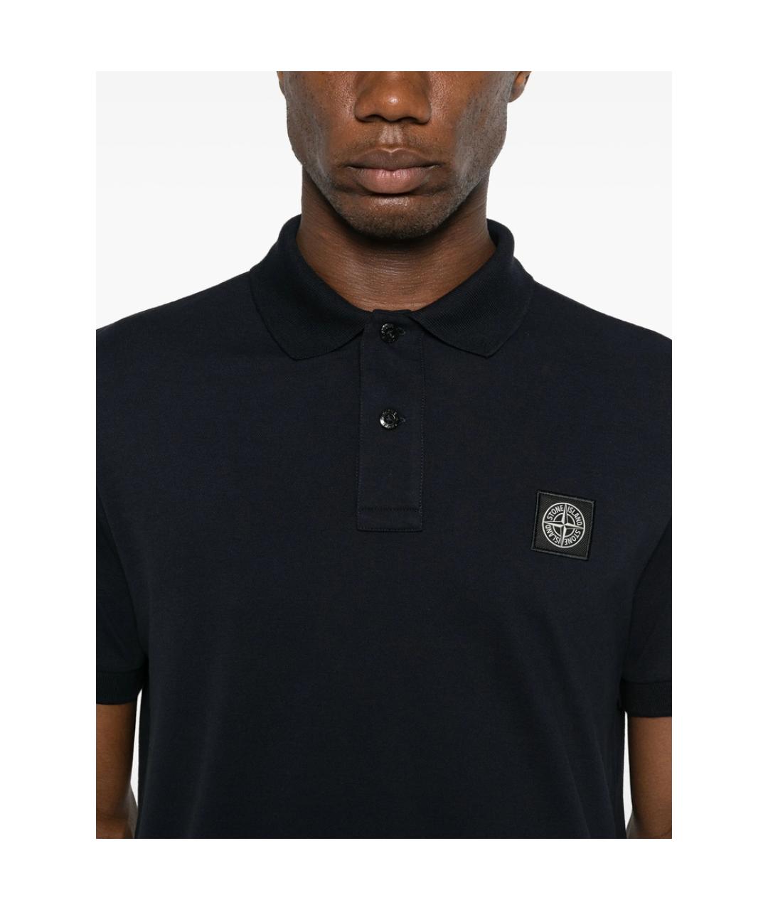 STONE ISLAND Синее хлопковое поло с коротким рукавом, фото 4