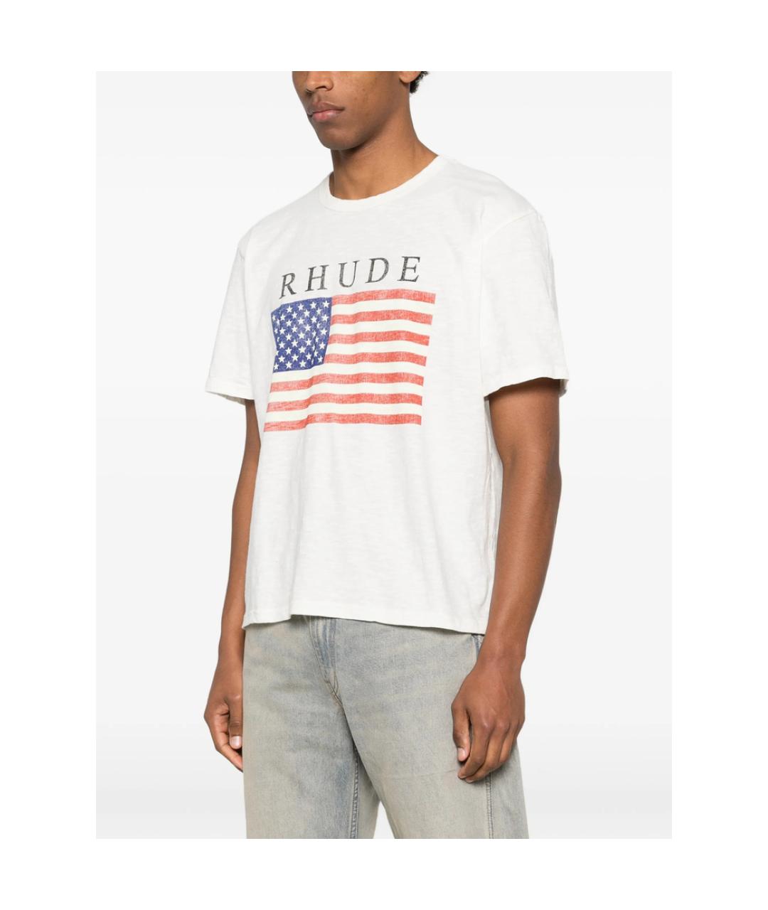 RHUDE Белая хлопковая футболка, фото 3