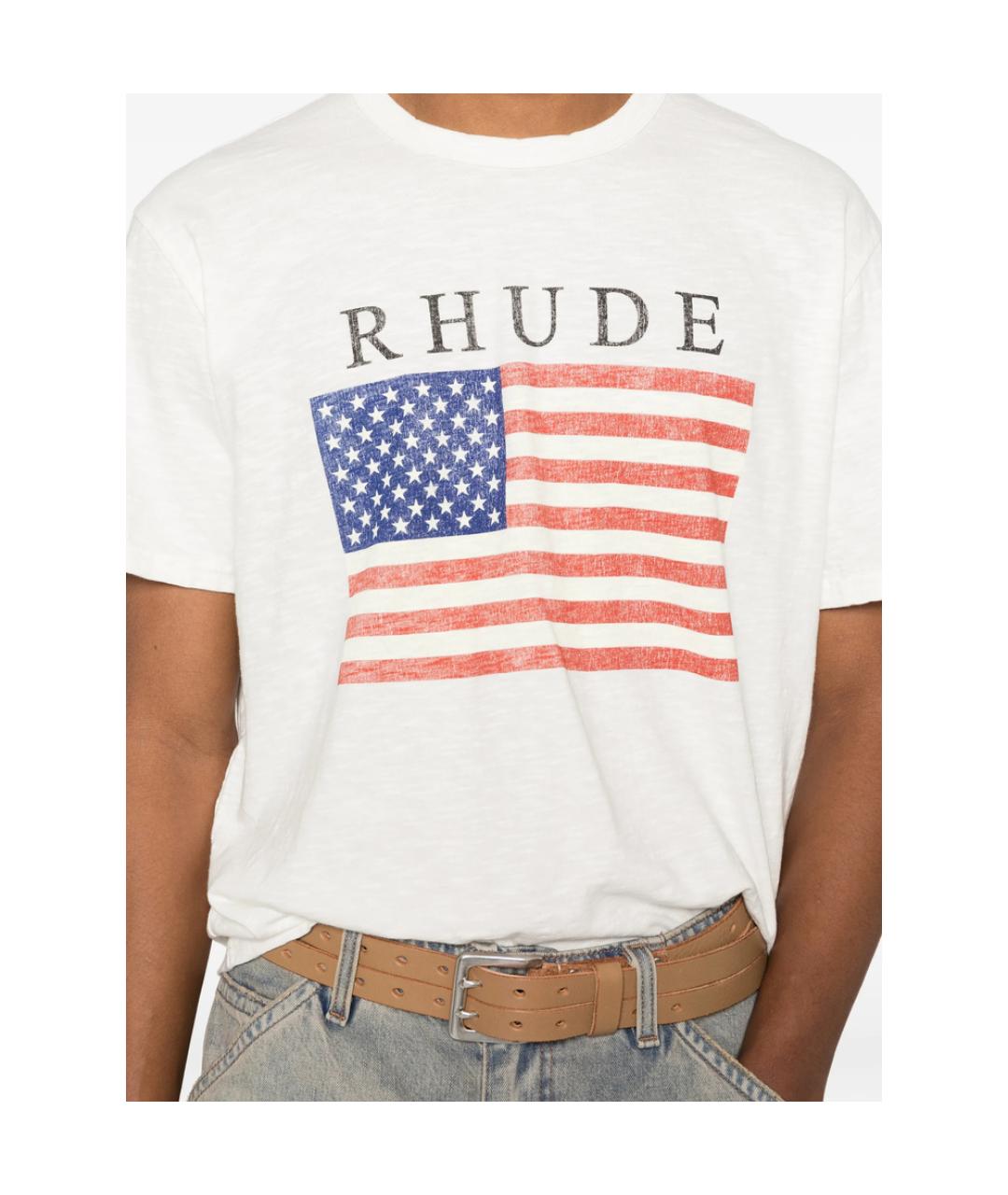 RHUDE Белая хлопковая футболка, фото 5