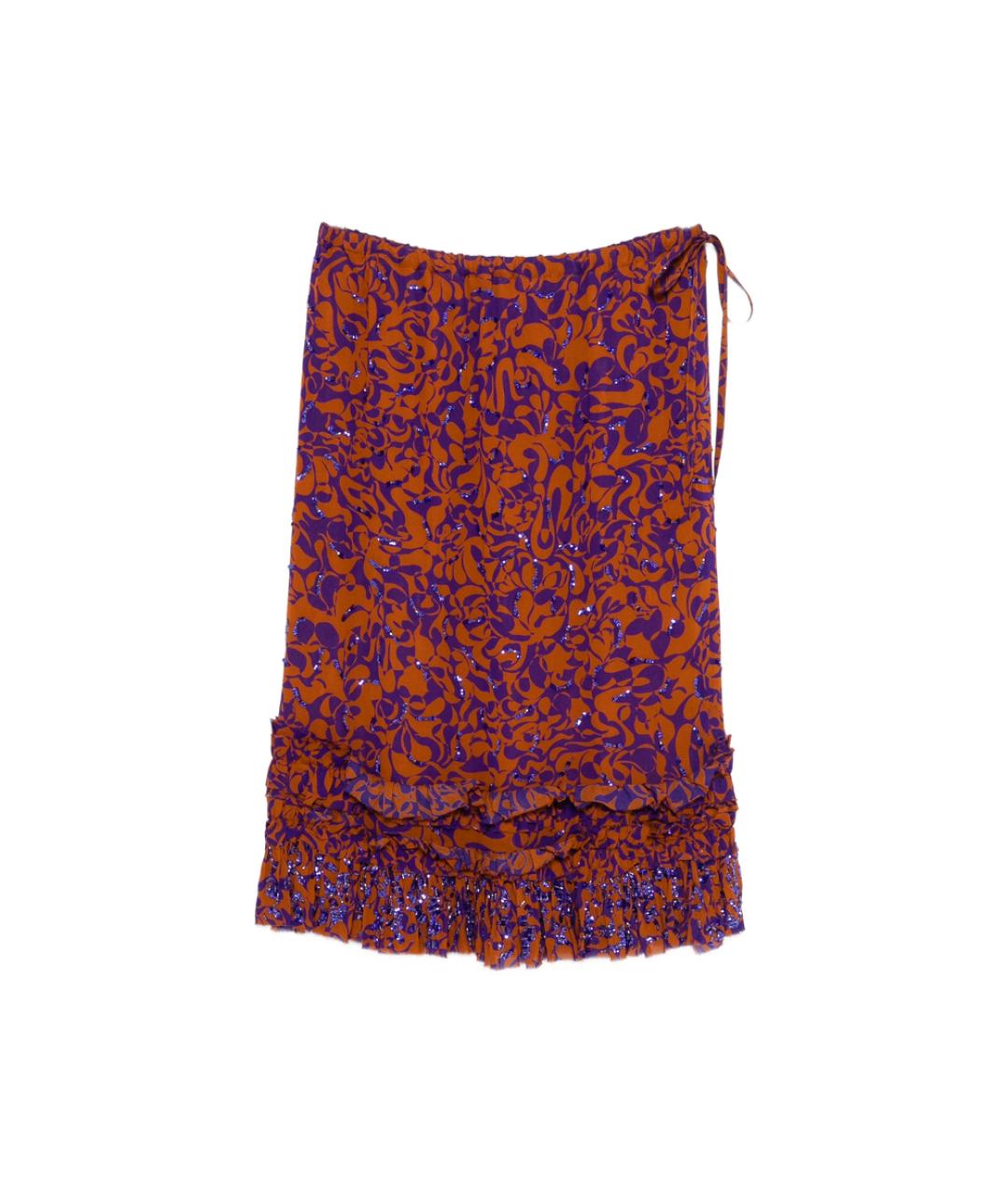 DRIES VAN NOTEN Коричневая шелковая юбка миди, фото 1
