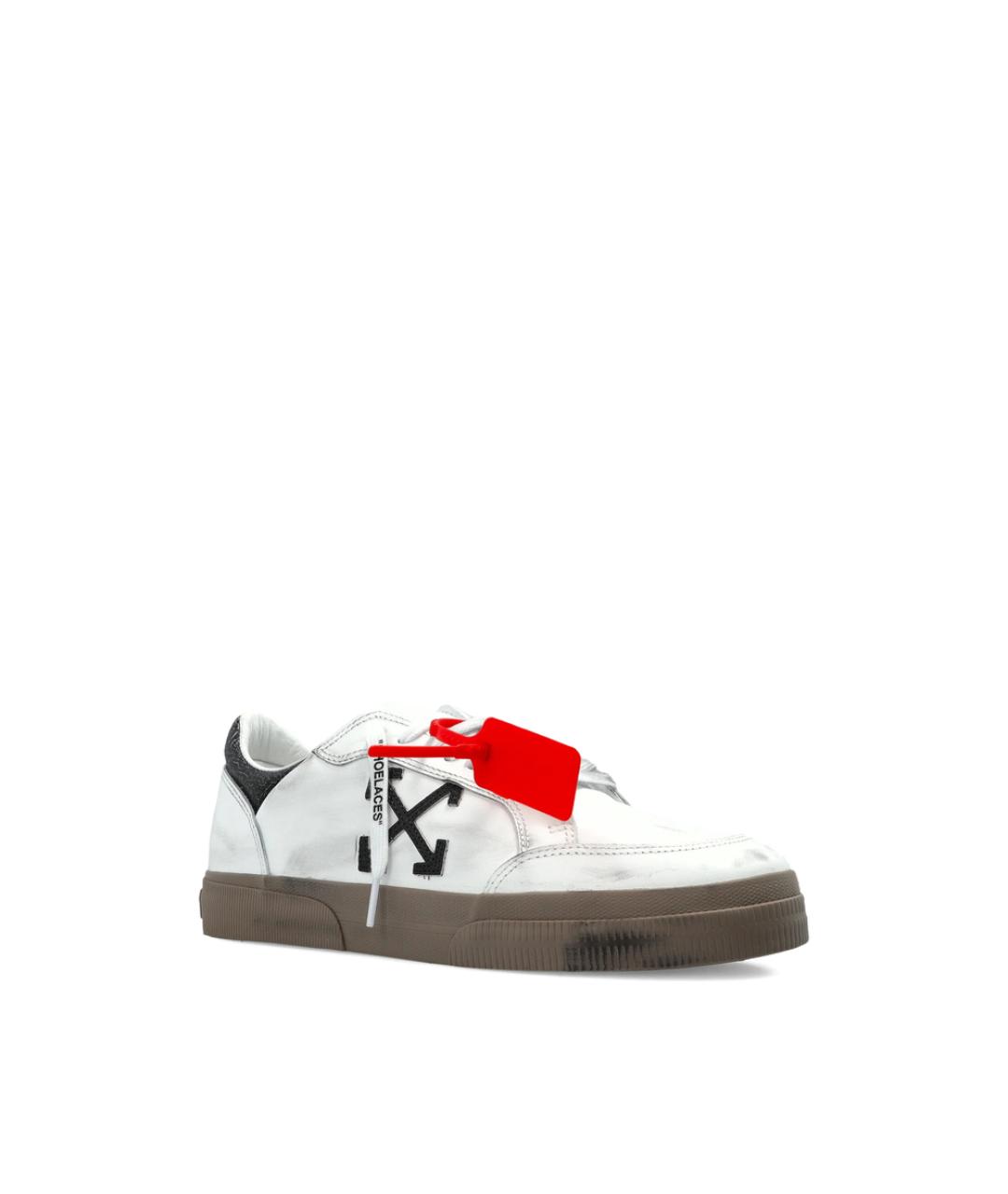 OFF-WHITE Белые кожаные низкие кроссовки / кеды, фото 3