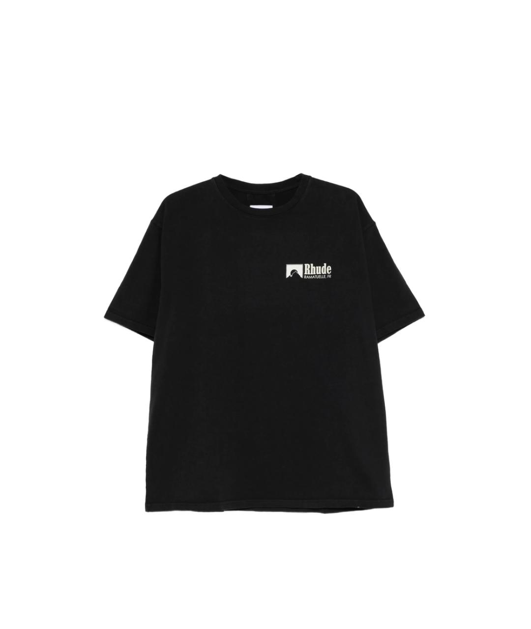 RHUDE Черная хлопковая футболка, фото 6