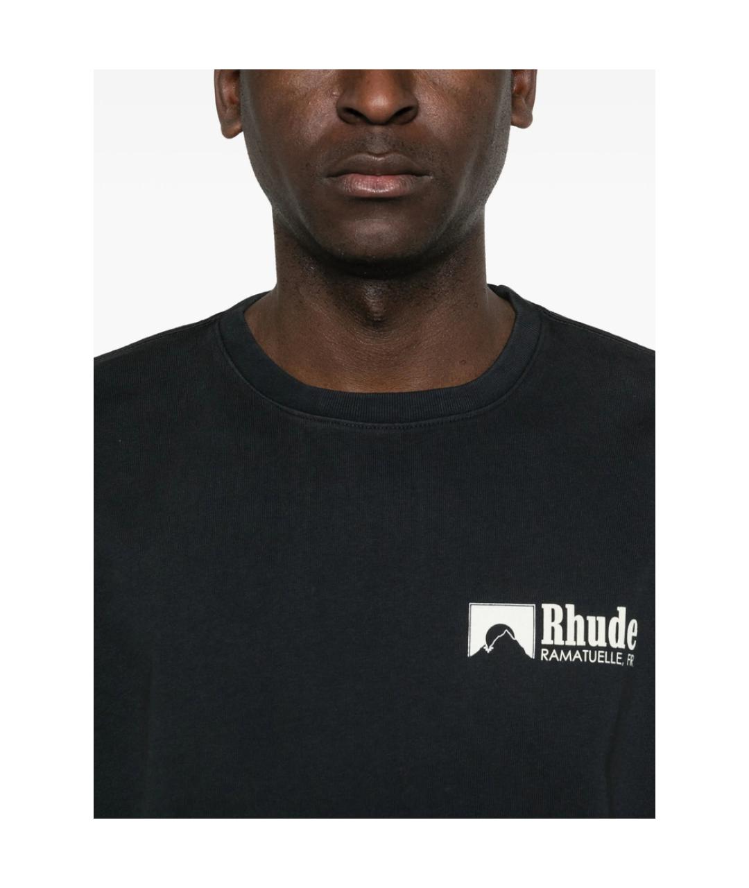 RHUDE Черная хлопковая футболка, фото 3