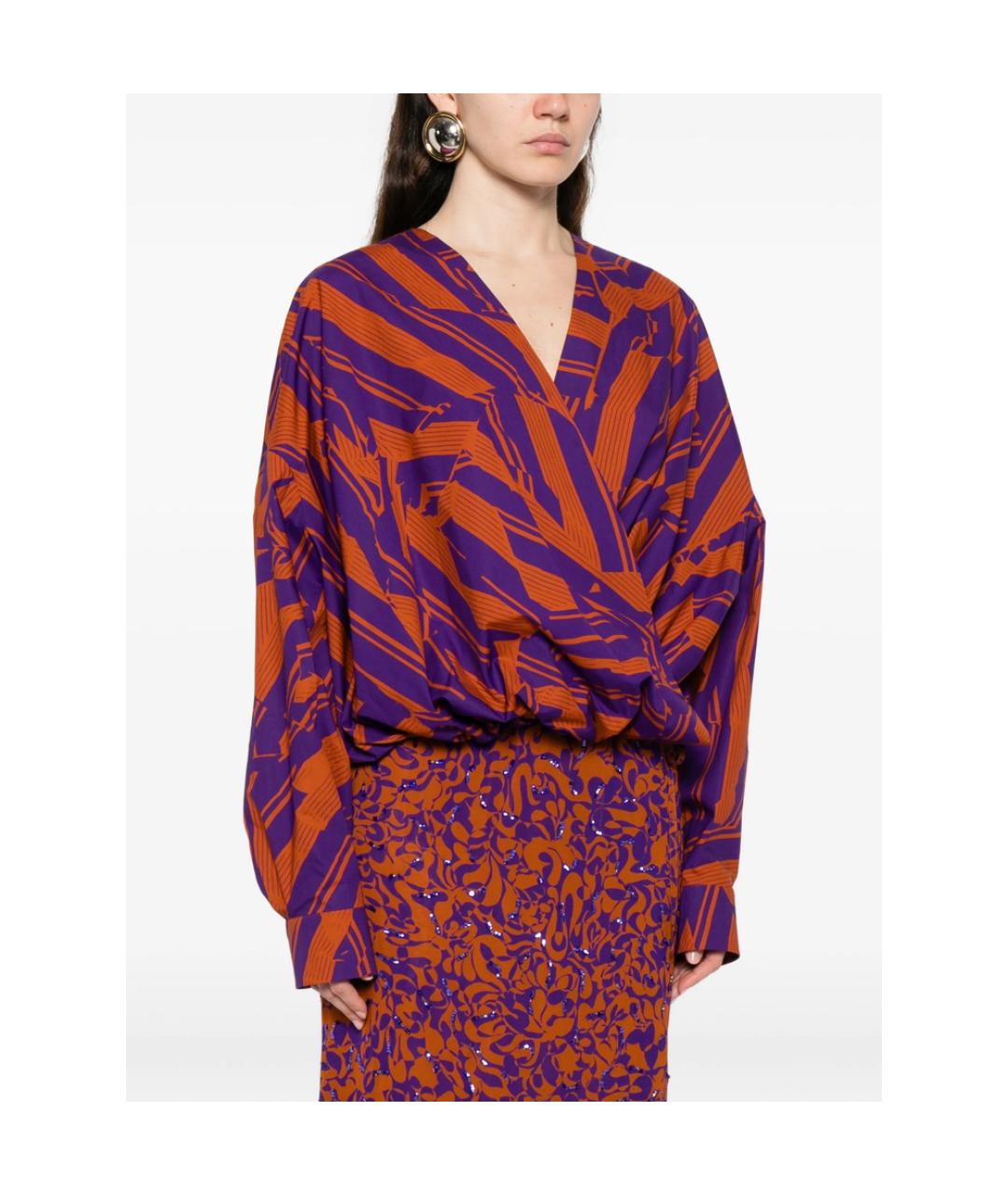 DRIES VAN NOTEN Фиолетовая хлопковая блузы, фото 3