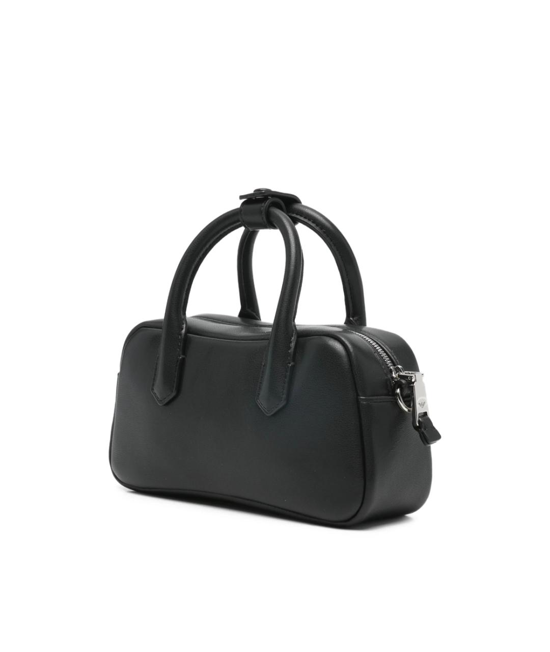 EMPORIO ARMANI Черная кожаная сумка с короткими ручками, фото 3