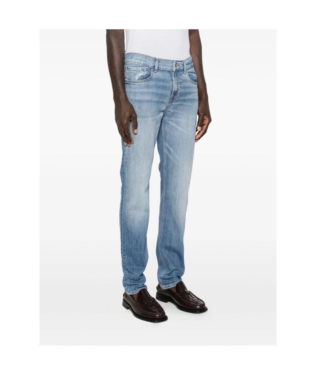 7 FOR ALL MANKIND Синие хлопковые джинсы скинни, фото 5