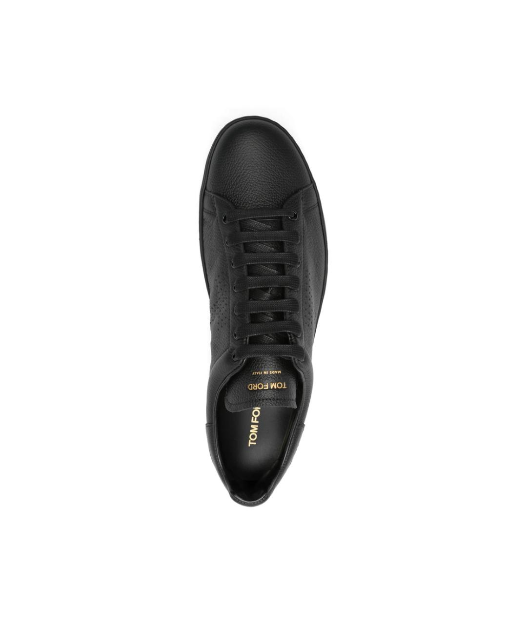 TOM FORD Черные кожаные низкие кроссовки / кеды, фото 3