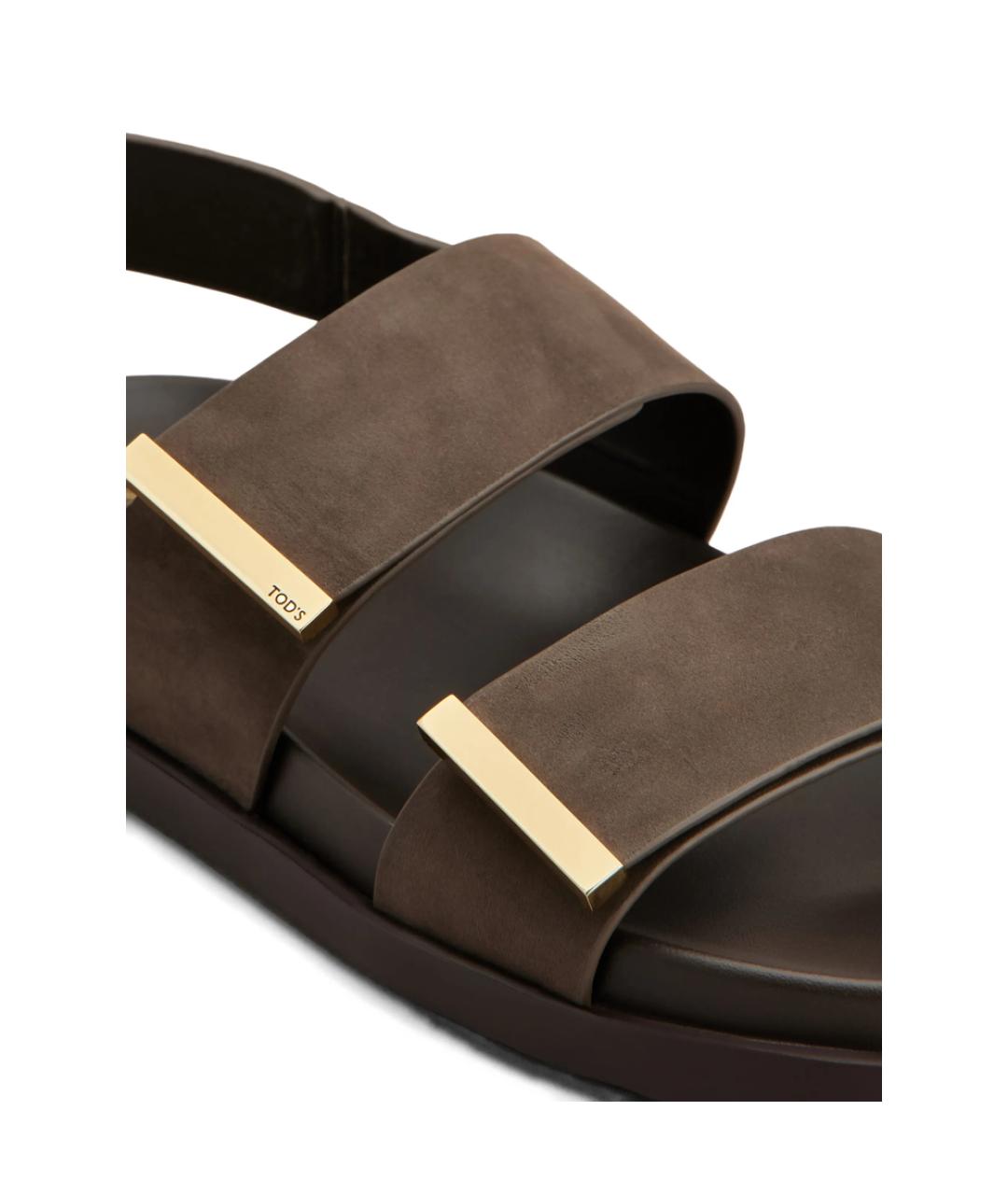TOD'S Коричневые кожаные сандалии, фото 5