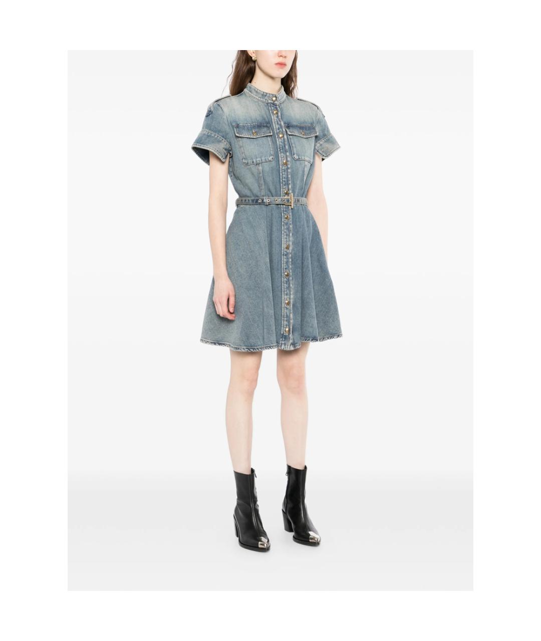 ALEXANDER MCQUEEN Синее хлопковое повседневное платье, фото 2
