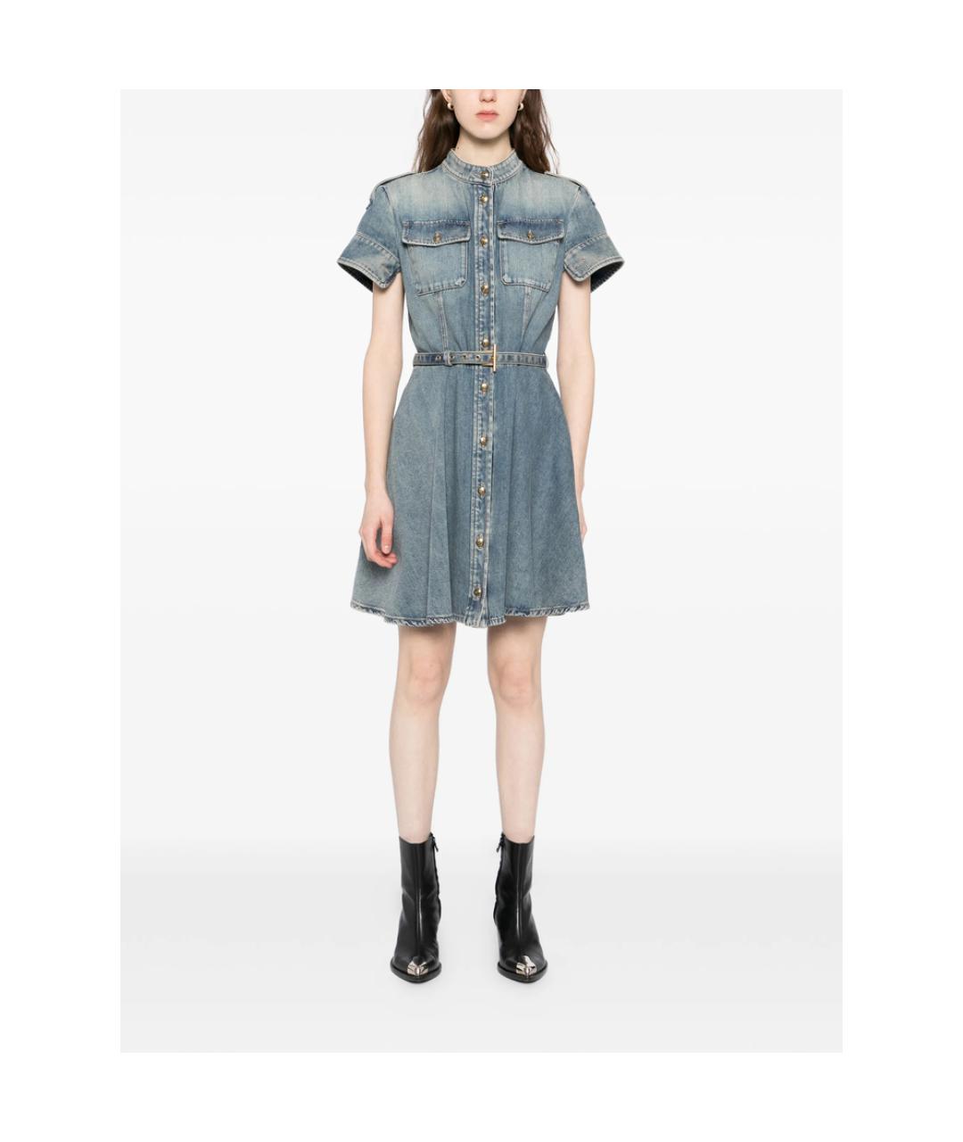ALEXANDER MCQUEEN Синее хлопковое повседневное платье, фото 4