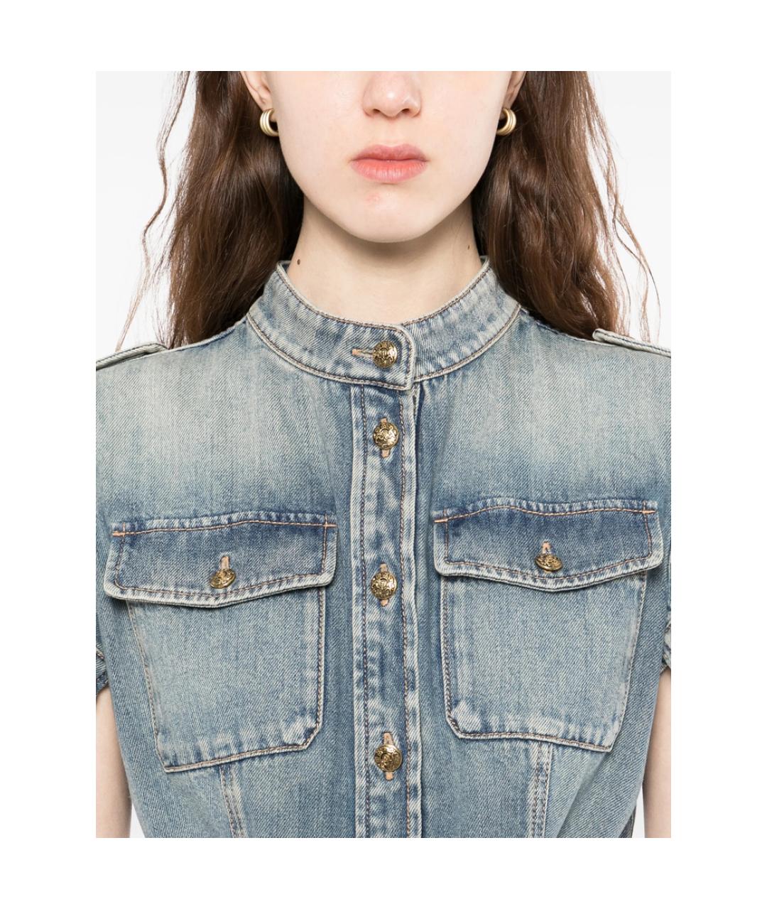 ALEXANDER MCQUEEN Синее хлопковое повседневное платье, фото 3