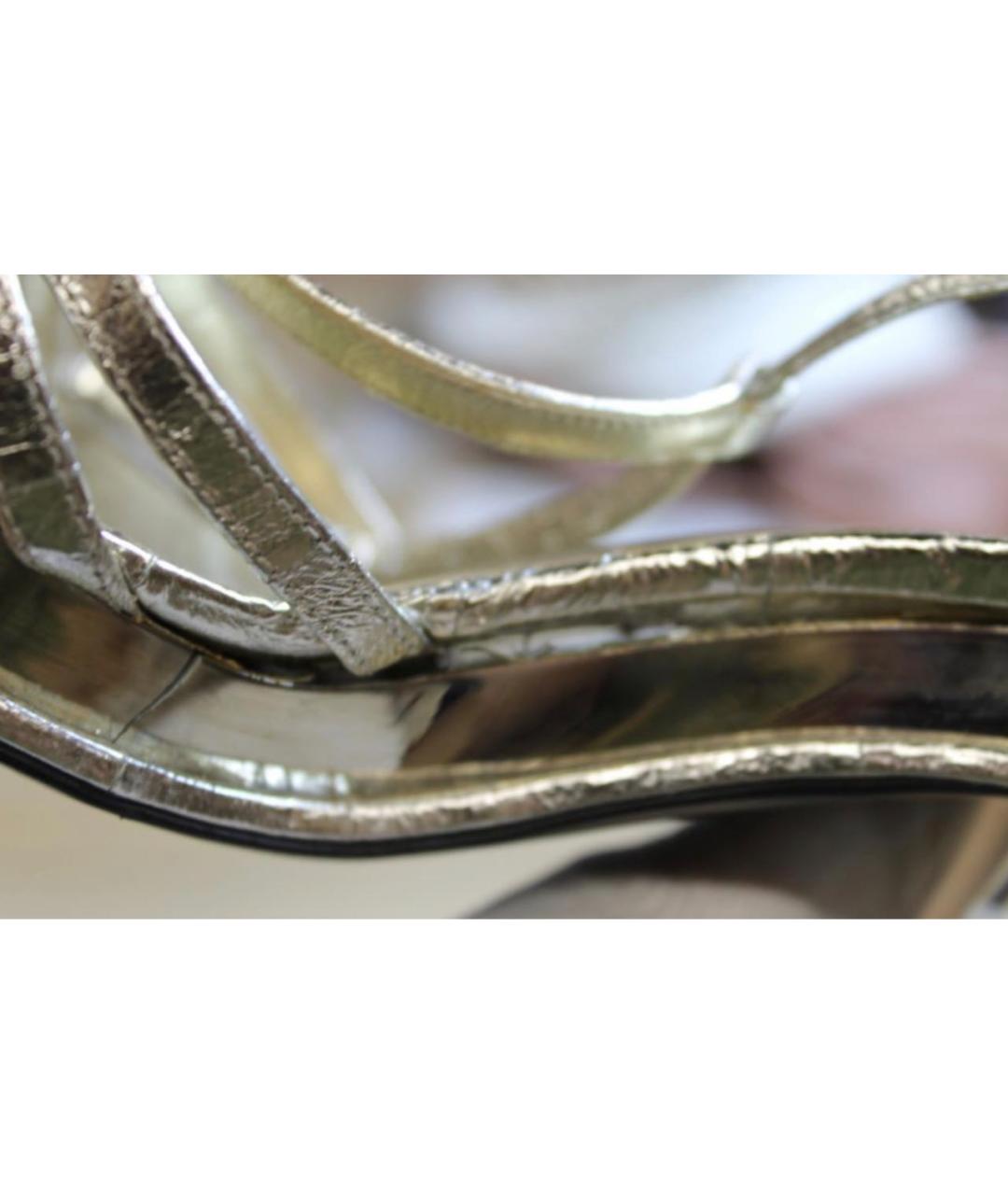 CHANEL PRE-OWNED Серебряные кожаные босоножки, фото 8