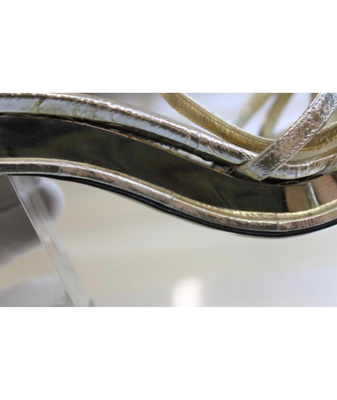 CHANEL PRE-OWNED Серебряные кожаные босоножки, фото 7