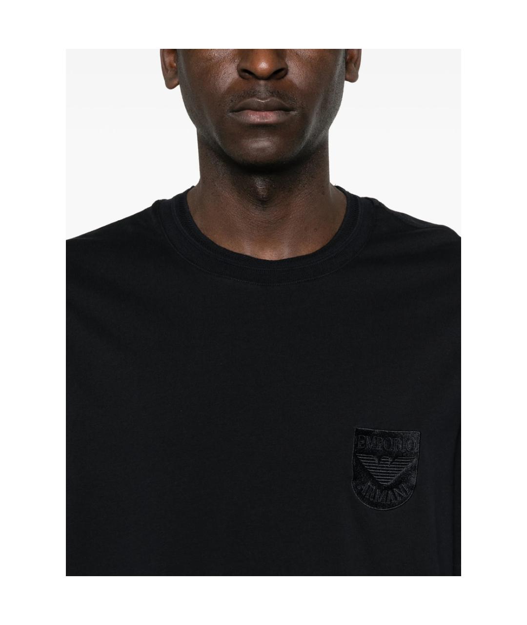 EMPORIO ARMANI Черная хлопковая футболка, фото 5