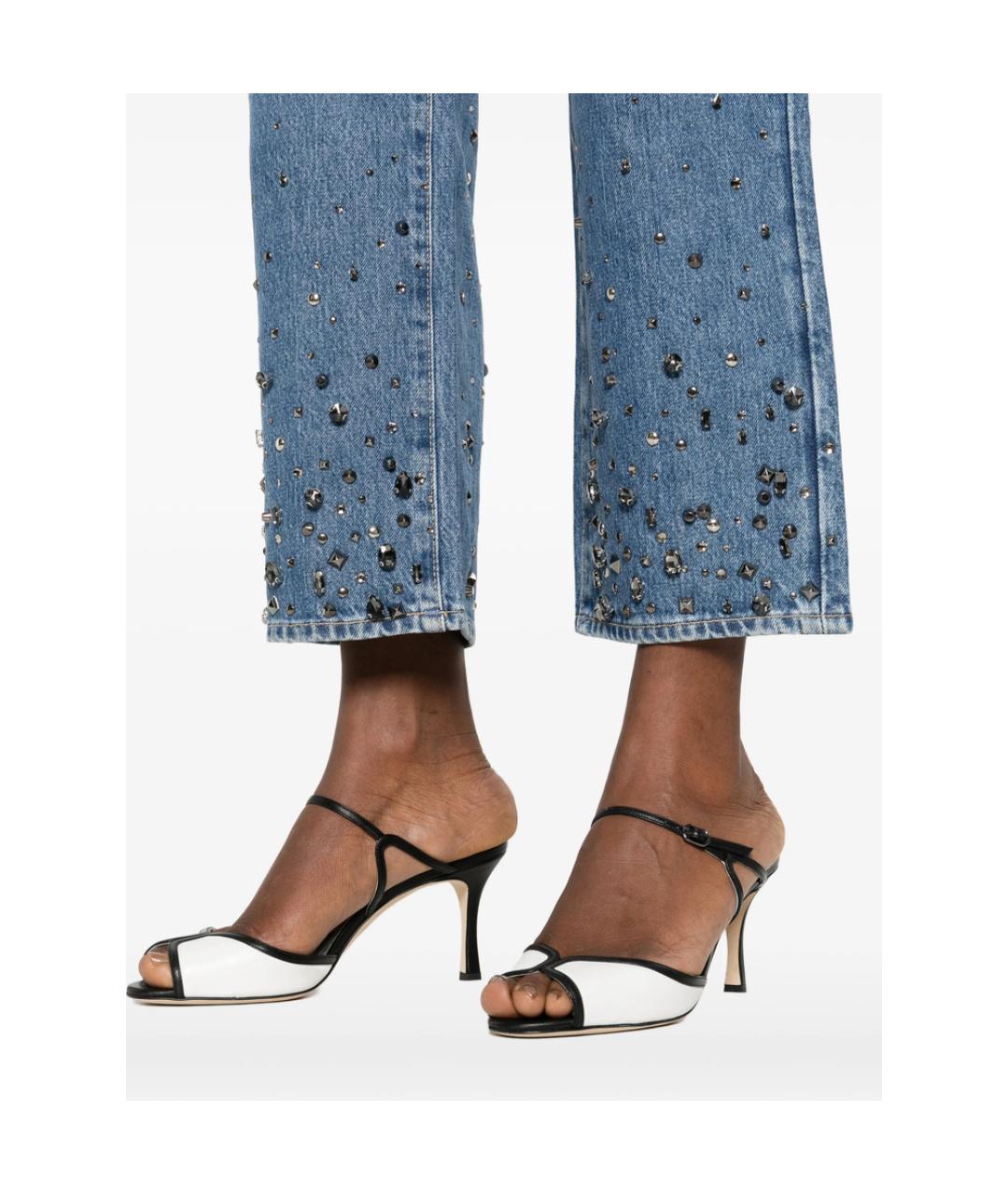7 FOR ALL MANKIND Синие хлопковые прямые джинсы, фото 4
