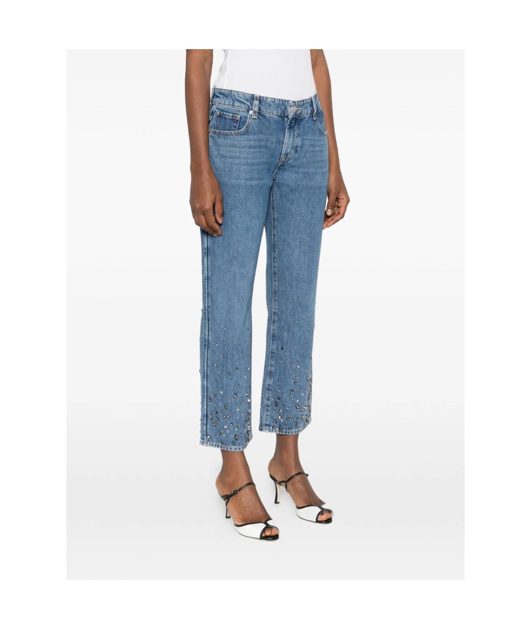 7 FOR ALL MANKIND Синие хлопковые прямые джинсы, фото 5