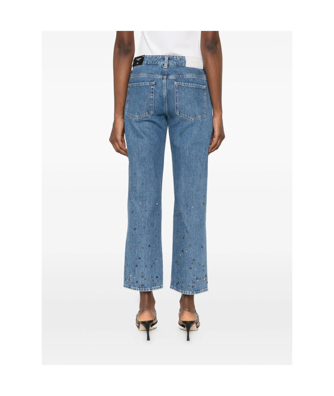 7 FOR ALL MANKIND Синие хлопковые прямые джинсы, фото 3