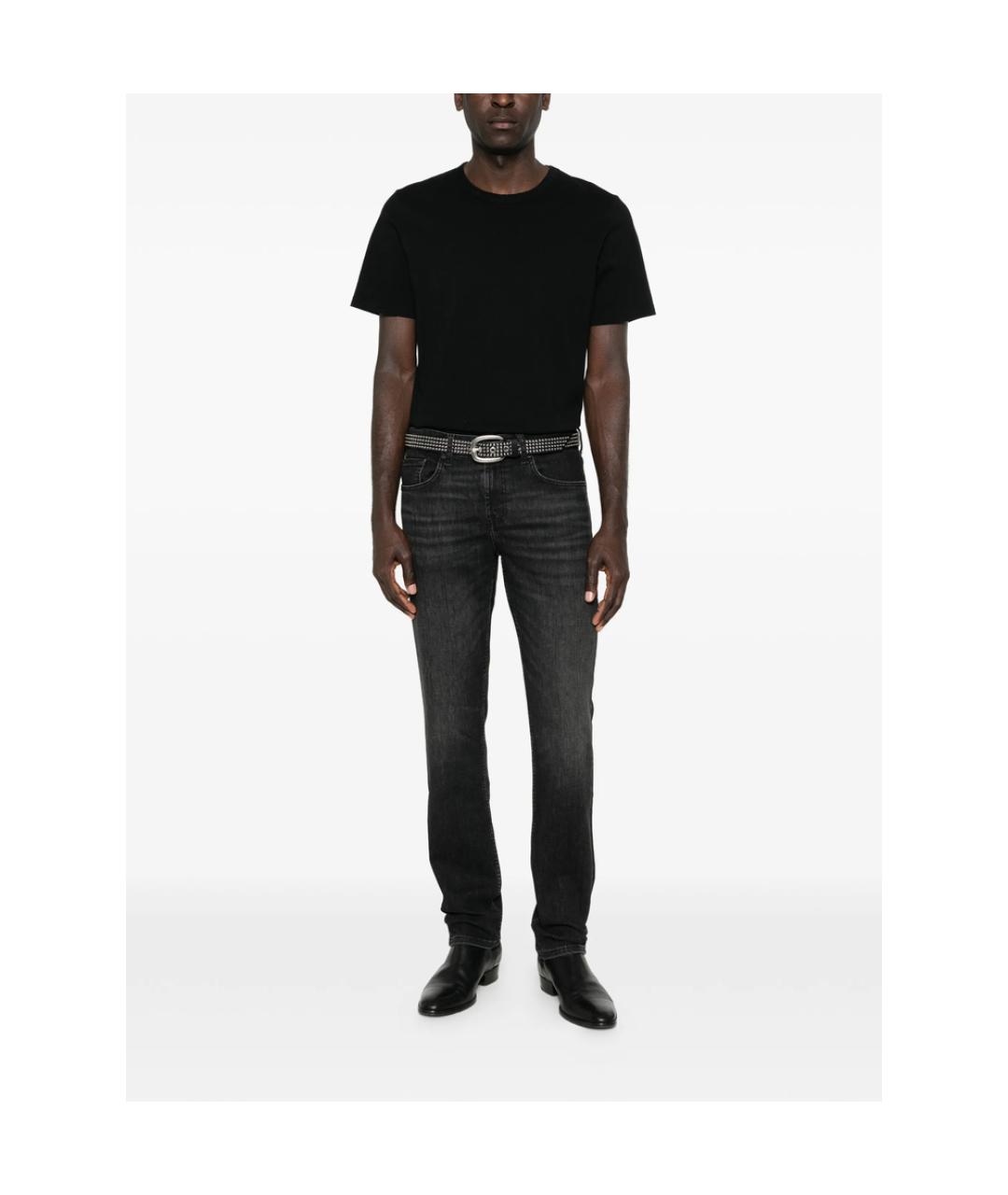 7 FOR ALL MANKIND Черные хлопковые джинсы скинни, фото 4