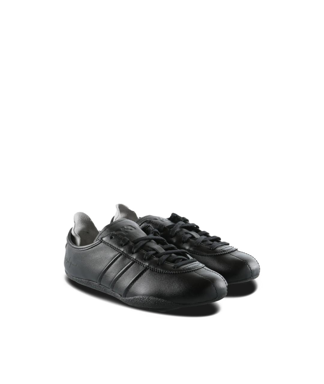 Y-3 Черные кожаные низкие кроссовки / кеды, фото 2