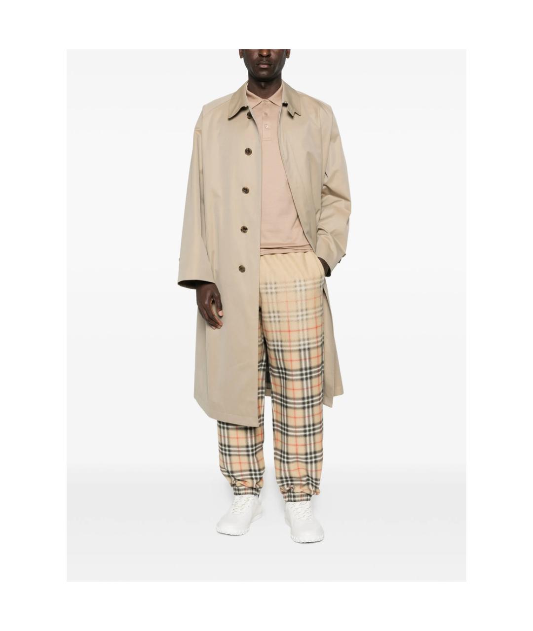 BURBERRY Бежевые хлопковые повседневные брюки, фото 3