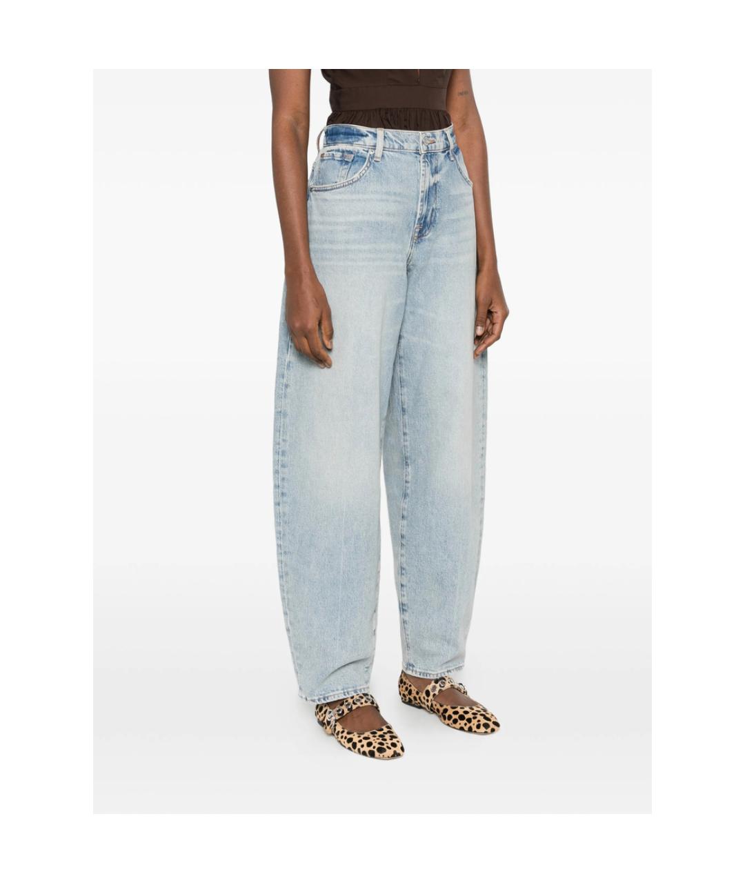 7 FOR ALL MANKIND Голубые хлопковые прямые джинсы, фото 3