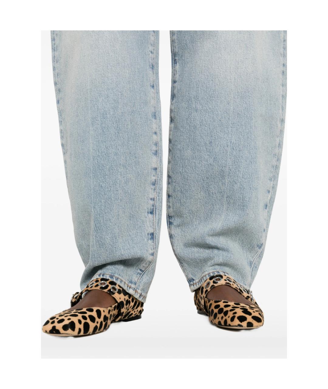 7 FOR ALL MANKIND Голубые хлопковые прямые джинсы, фото 5
