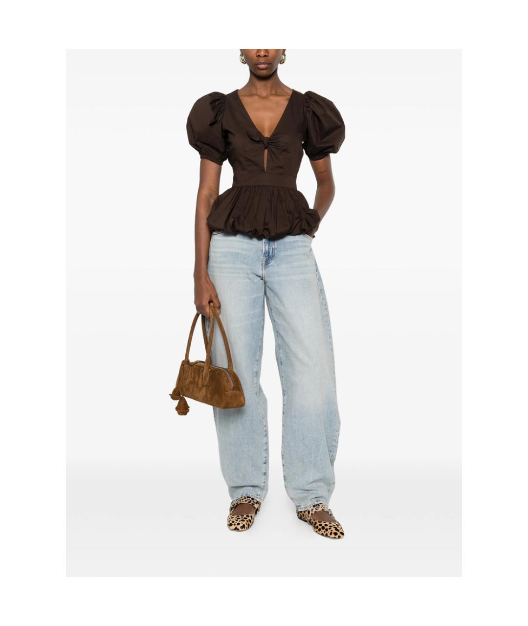 7 FOR ALL MANKIND Голубые хлопковые прямые джинсы, фото 2