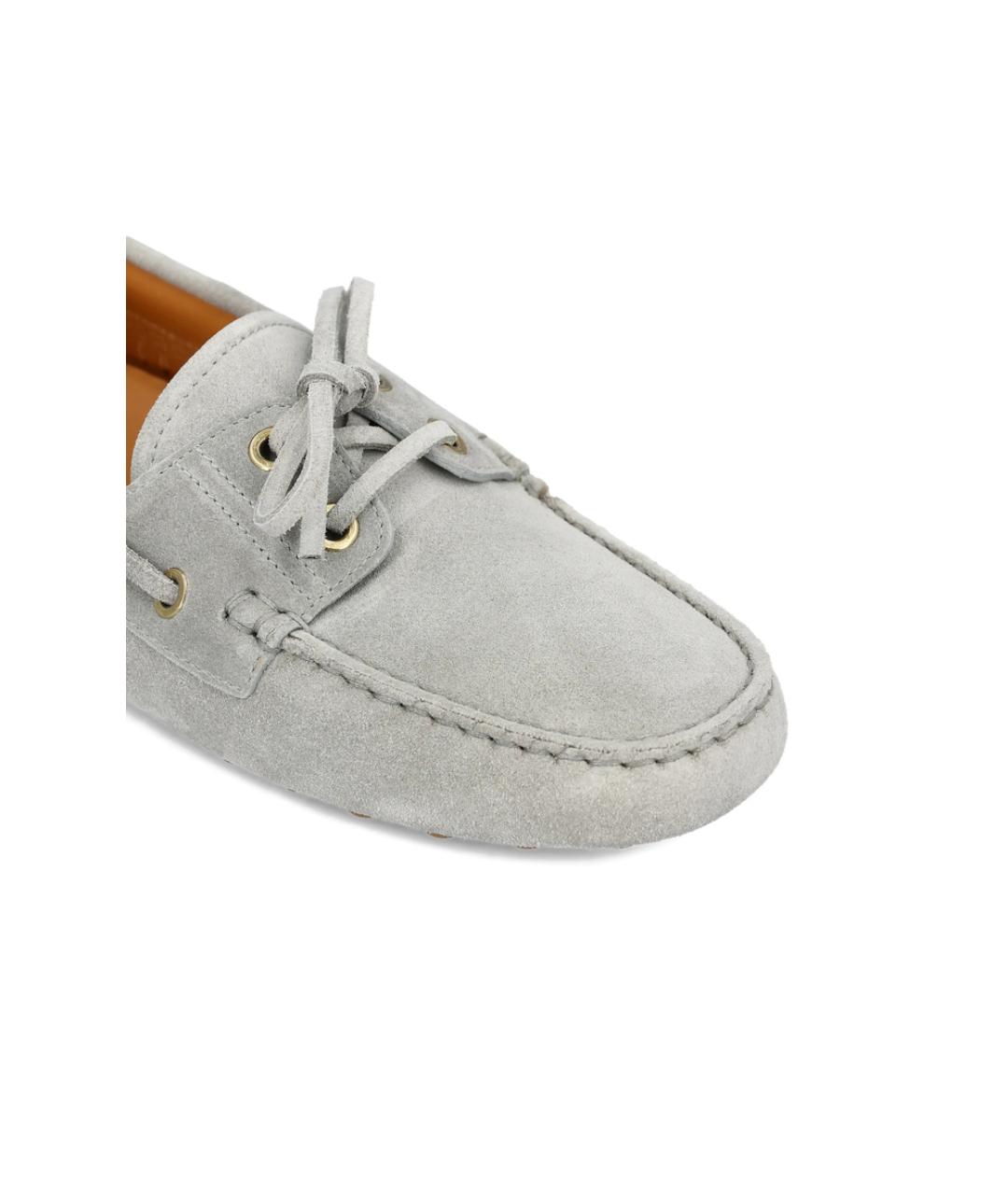 TOD'S Серые кожаные лоферы, фото 3