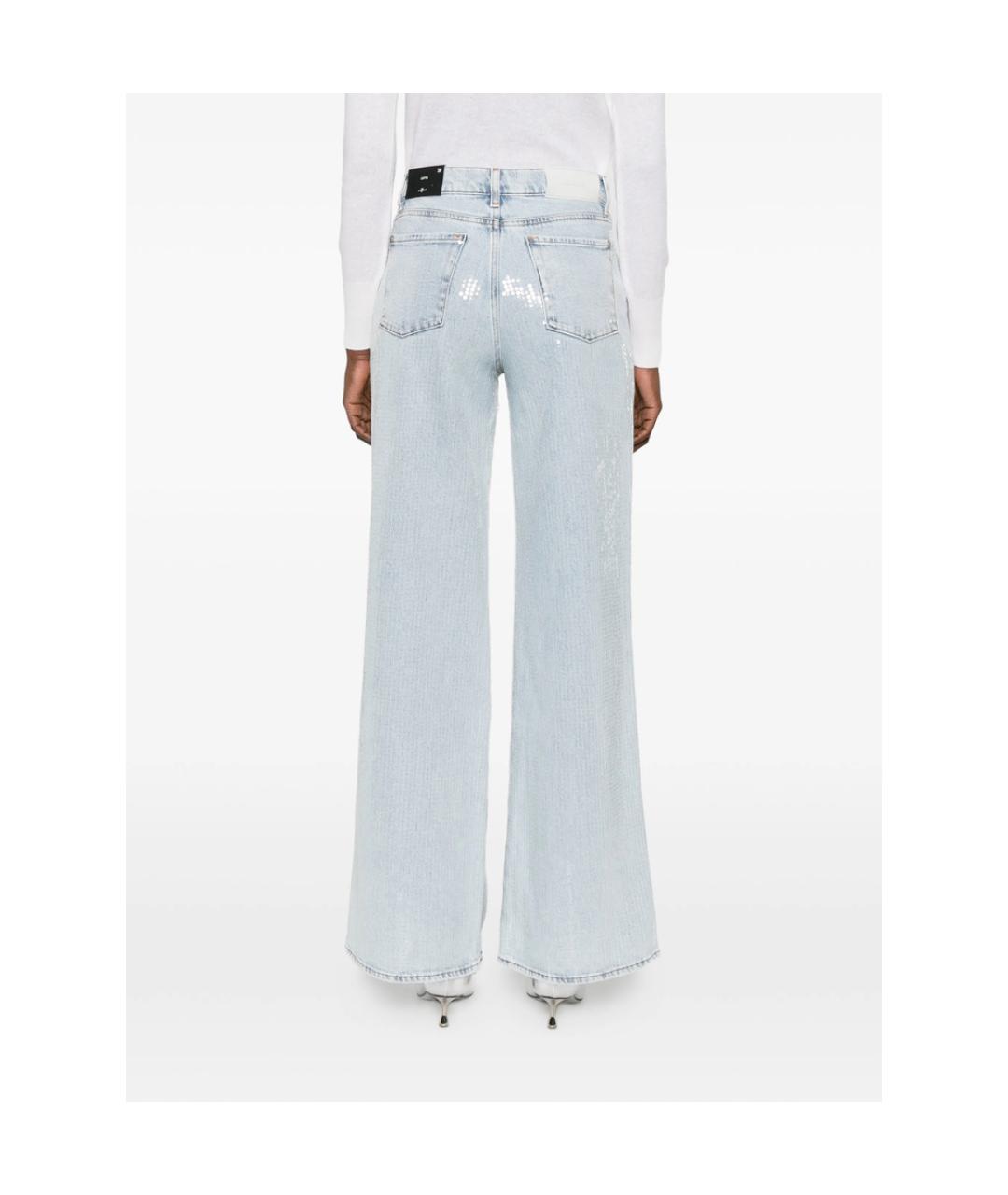 7 FOR ALL MANKIND Голубые хлопковые прямые джинсы, фото 4