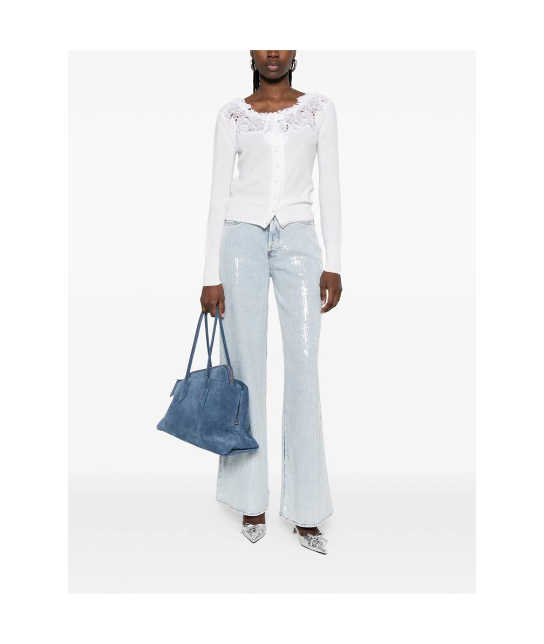 7 FOR ALL MANKIND Голубые хлопковые прямые джинсы, фото 3