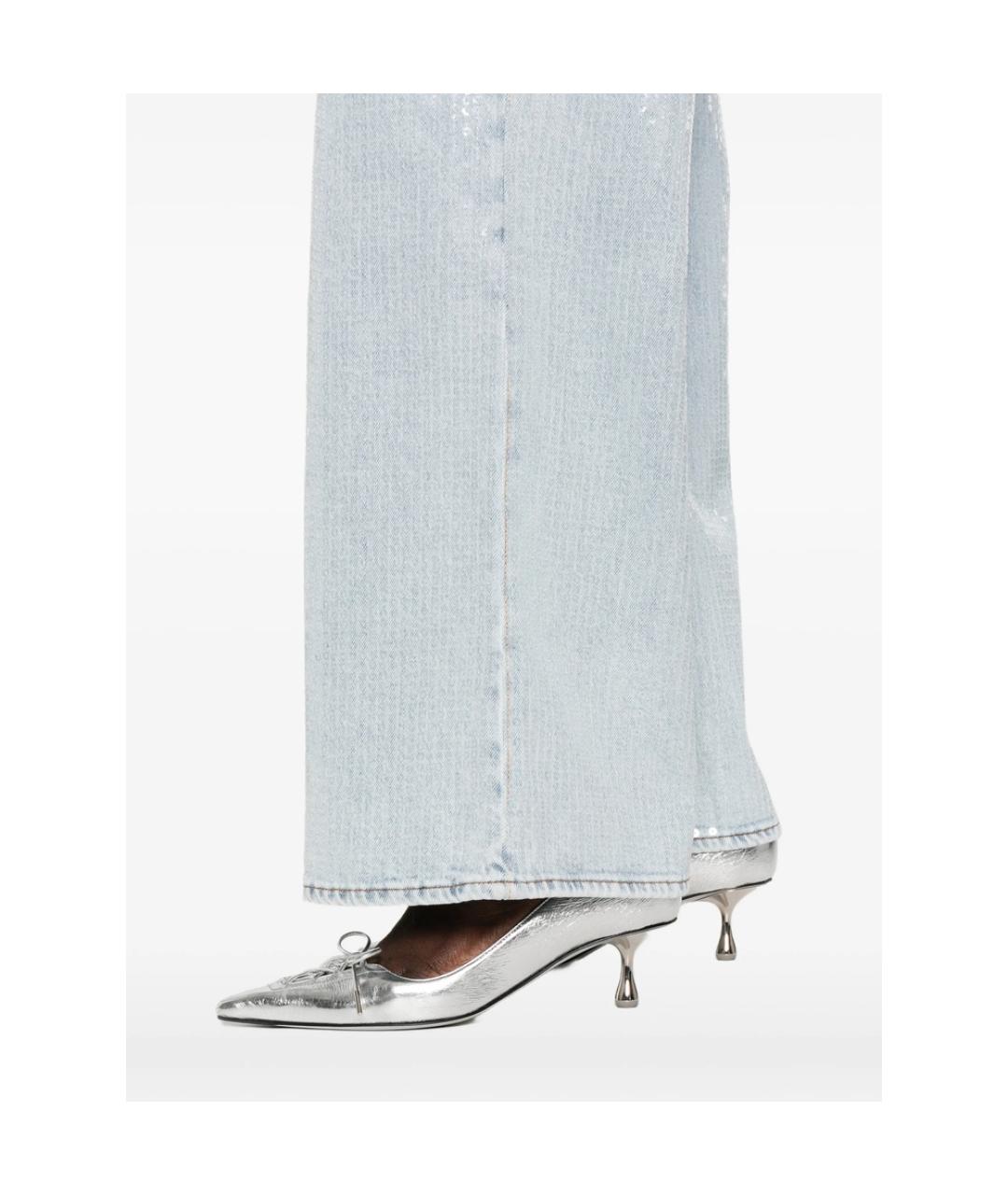 7 FOR ALL MANKIND Голубые хлопковые прямые джинсы, фото 5