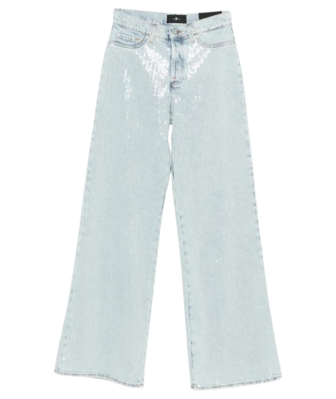 7 FOR ALL MANKIND Голубые хлопковые прямые джинсы, фото 1