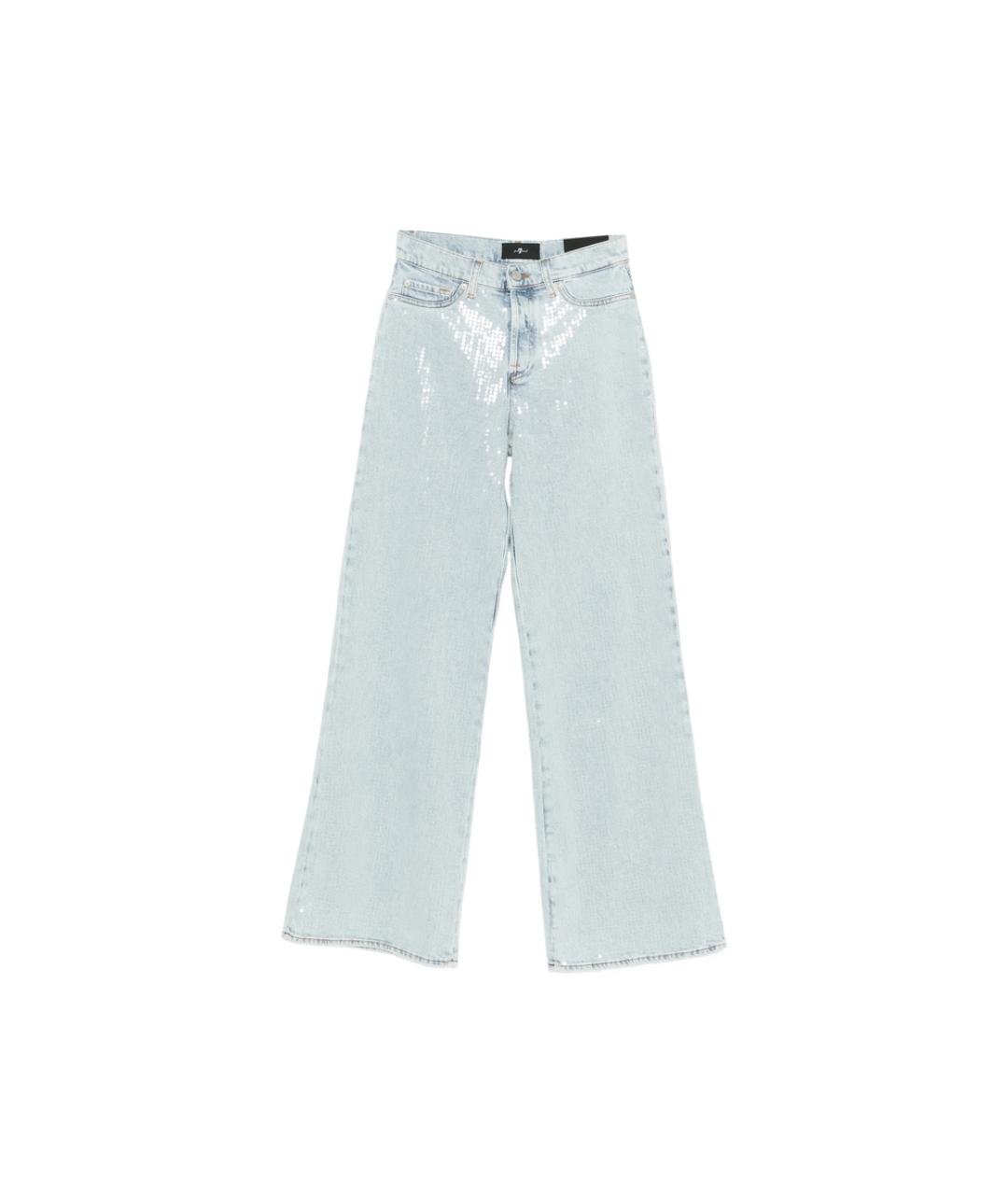 7 FOR ALL MANKIND Голубые хлопковые прямые джинсы, фото 6