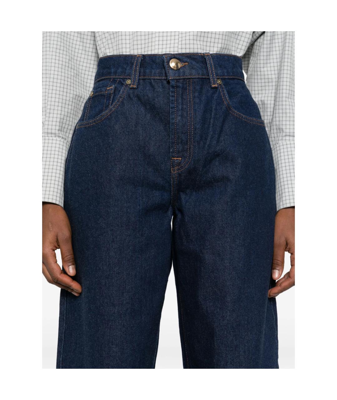 7 FOR ALL MANKIND Синие хлопковые джинсы клеш, фото 4