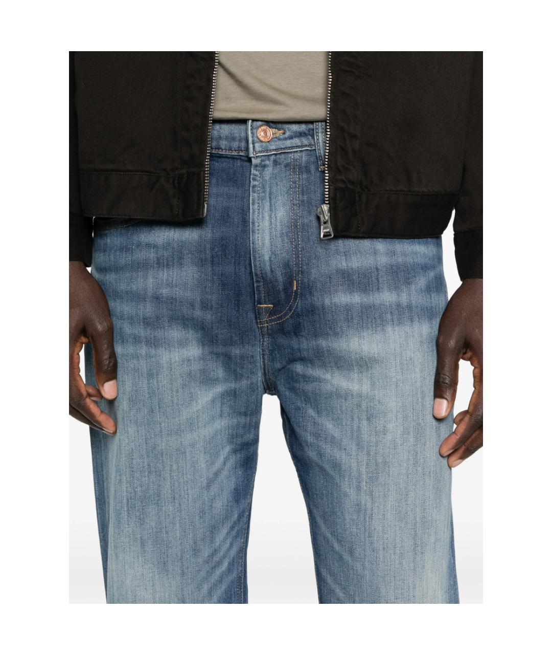 7 FOR ALL MANKIND Синие хлопковые прямые джинсы, фото 2