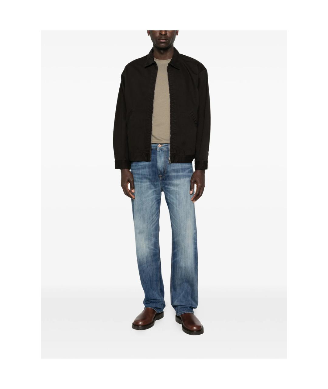7 FOR ALL MANKIND Синие хлопковые прямые джинсы, фото 4
