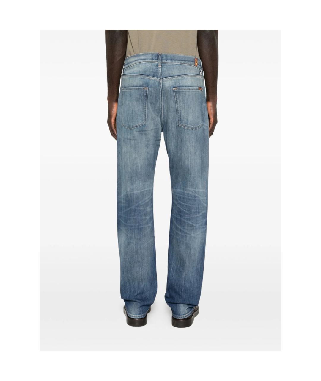 7 FOR ALL MANKIND Синие хлопковые прямые джинсы, фото 5
