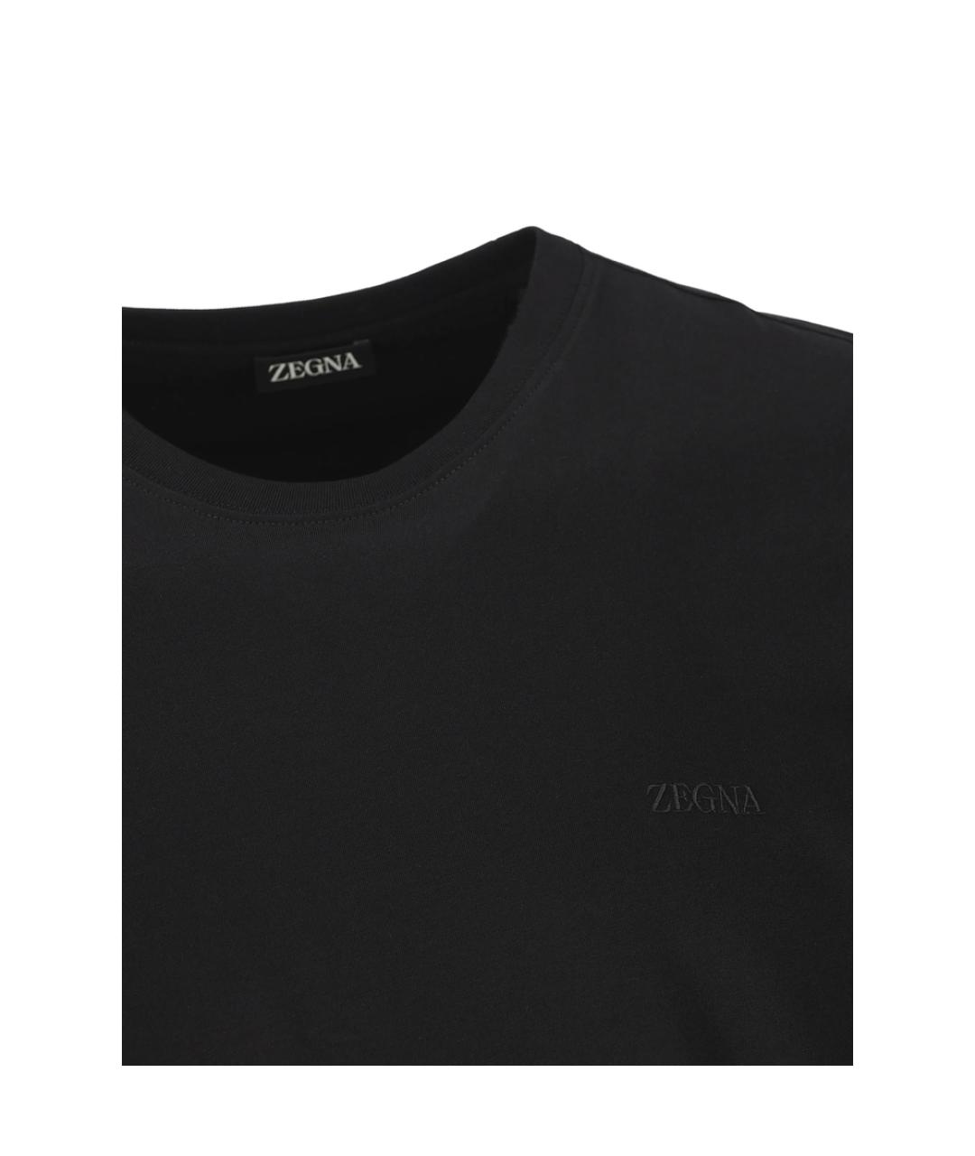 ZEGNA Черная хлопковая футболка, фото 2