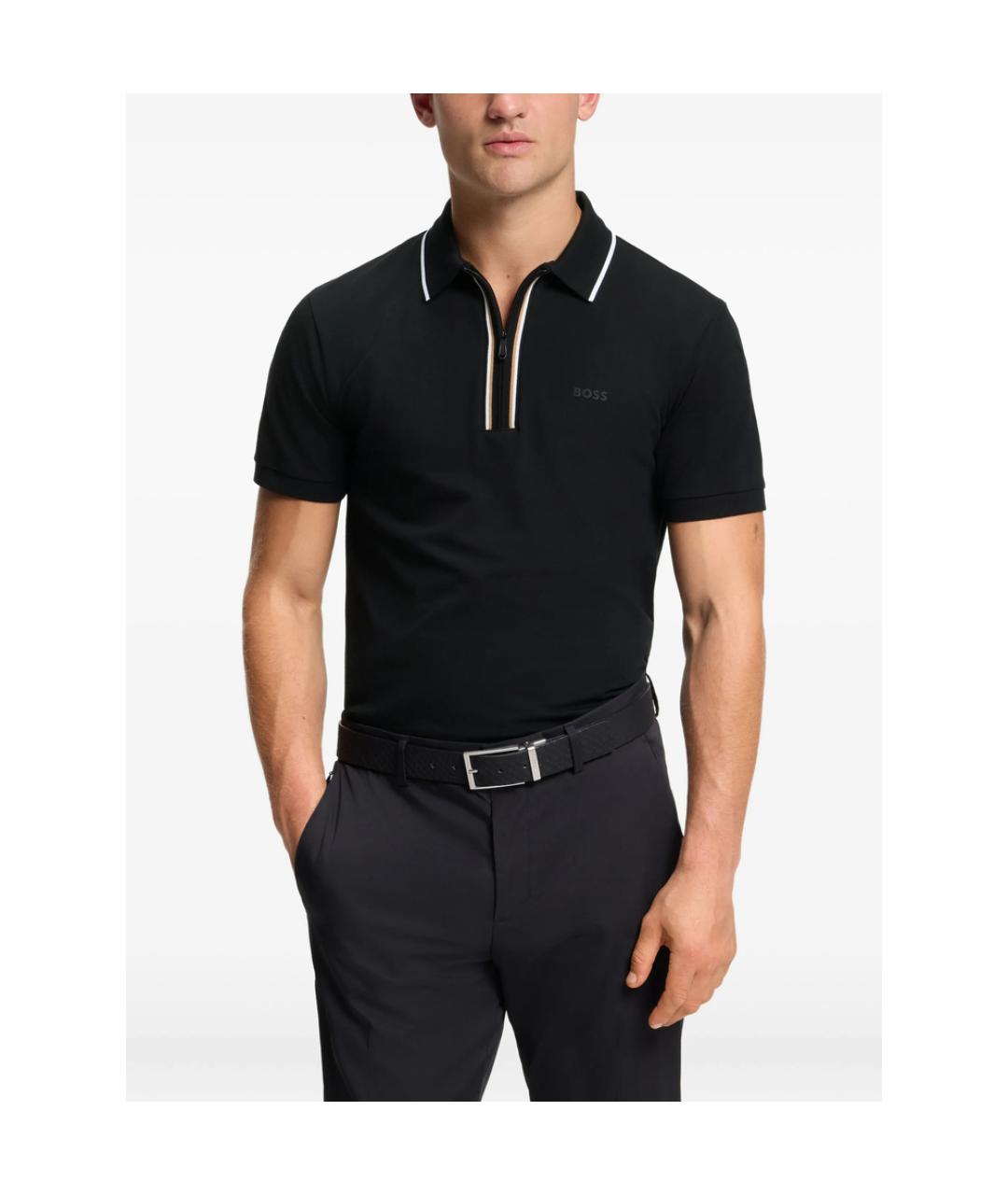 HUGO BOSS Черное хлопковое поло с коротким рукавом, фото 5