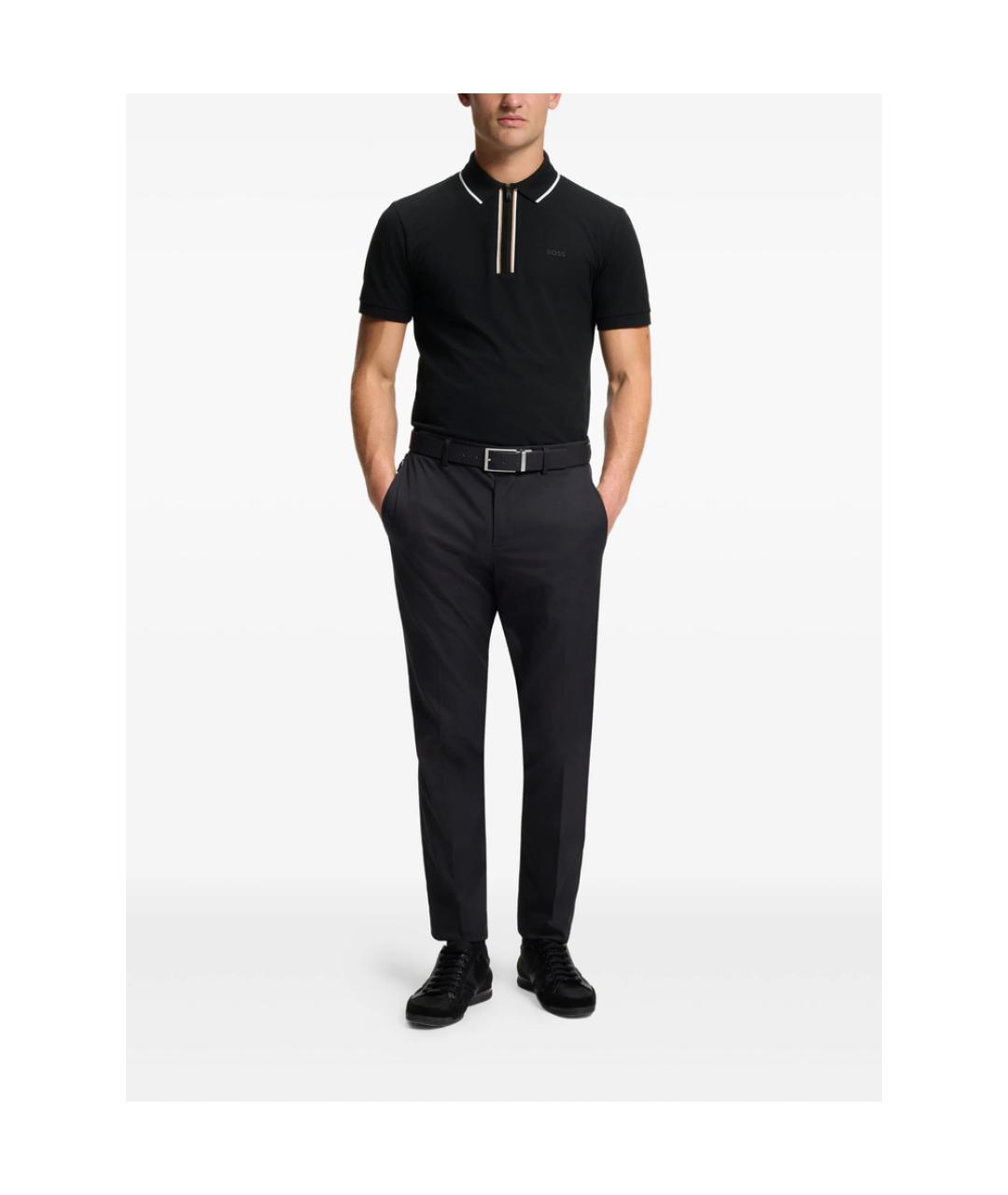 HUGO BOSS Черное хлопковое поло с коротким рукавом, фото 3