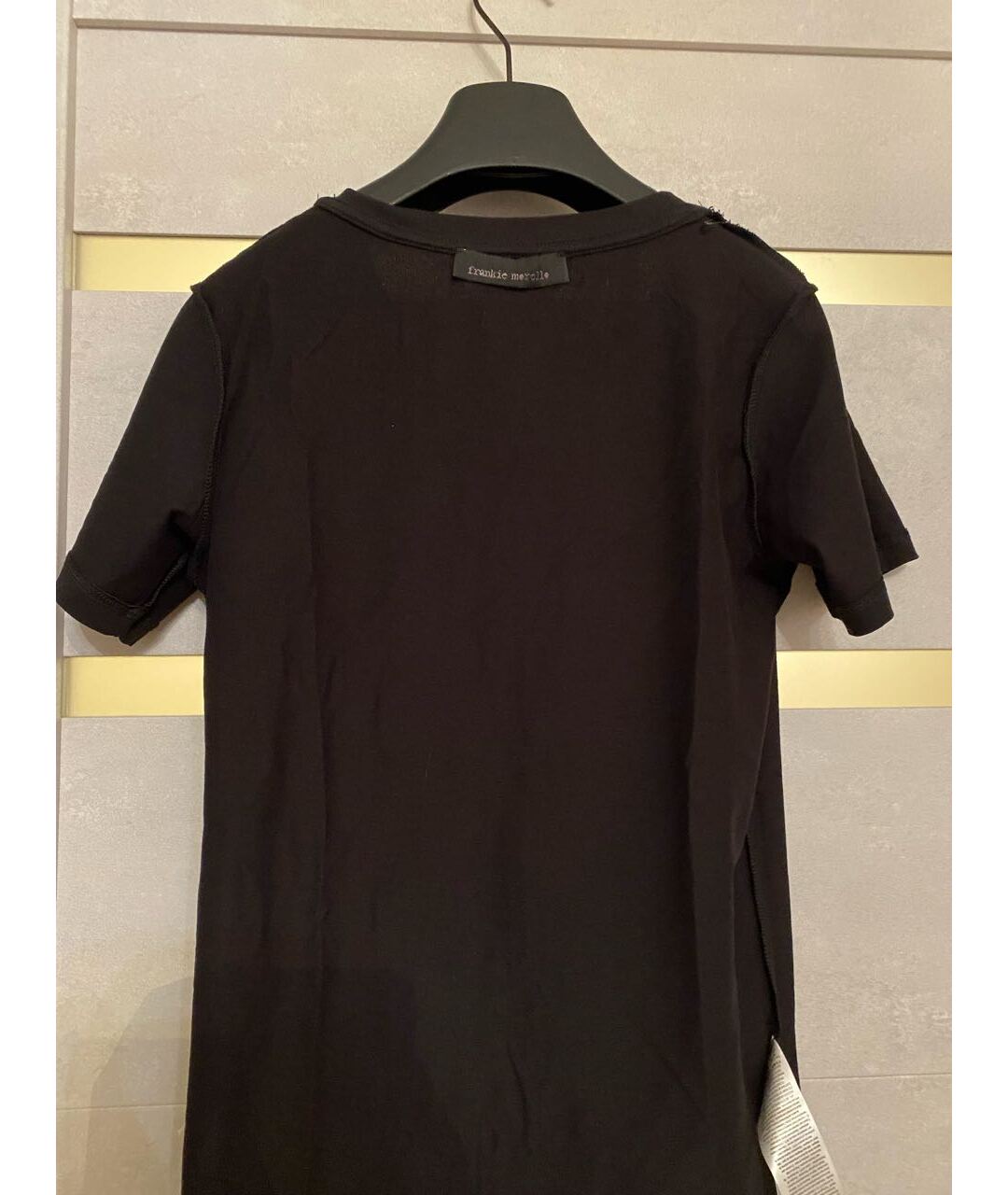 FRANKIE MORELLO Черная хлопко-эластановая футболка, фото 3