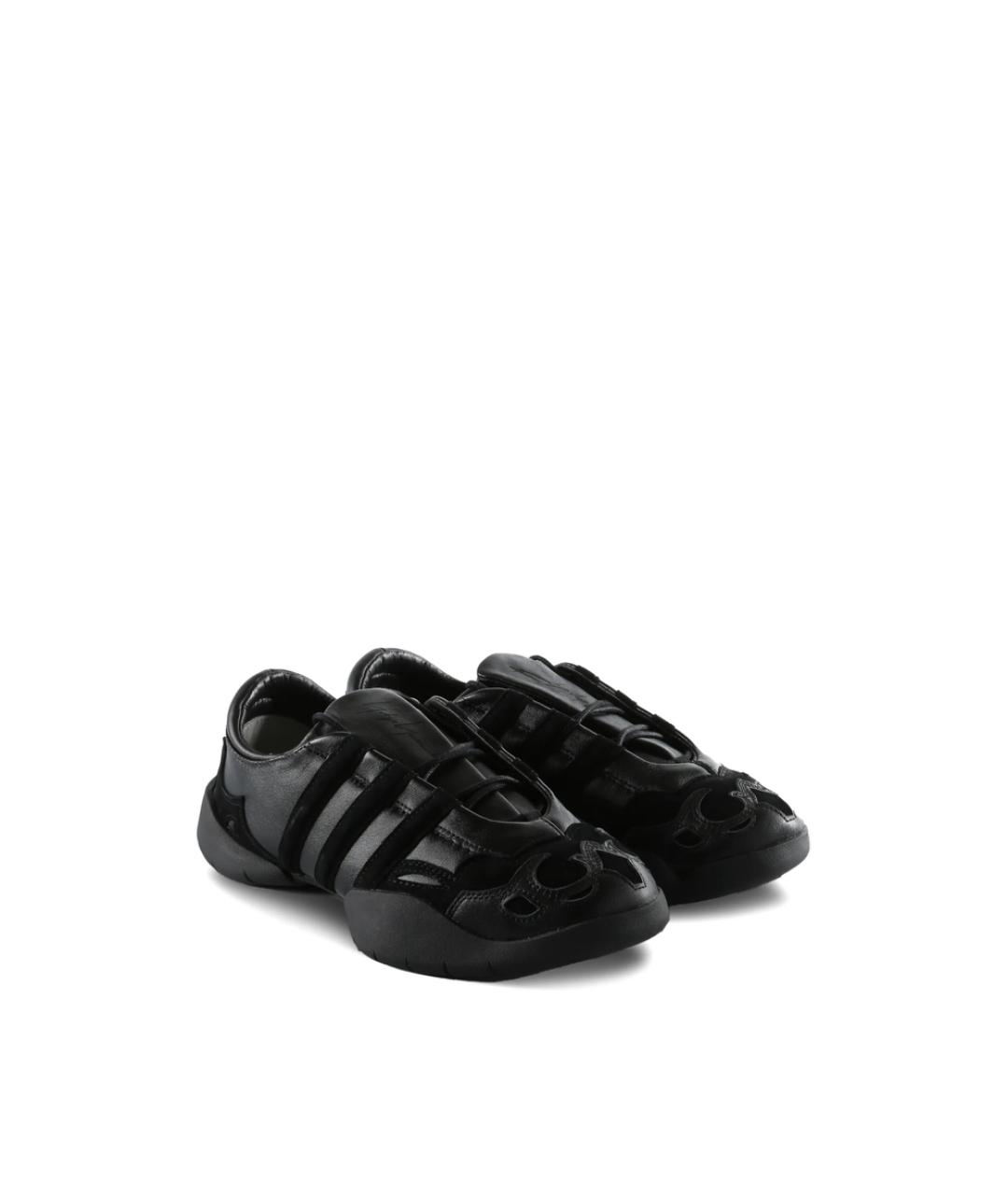 Y-3 Черные кожаные низкие кроссовки / кеды, фото 2