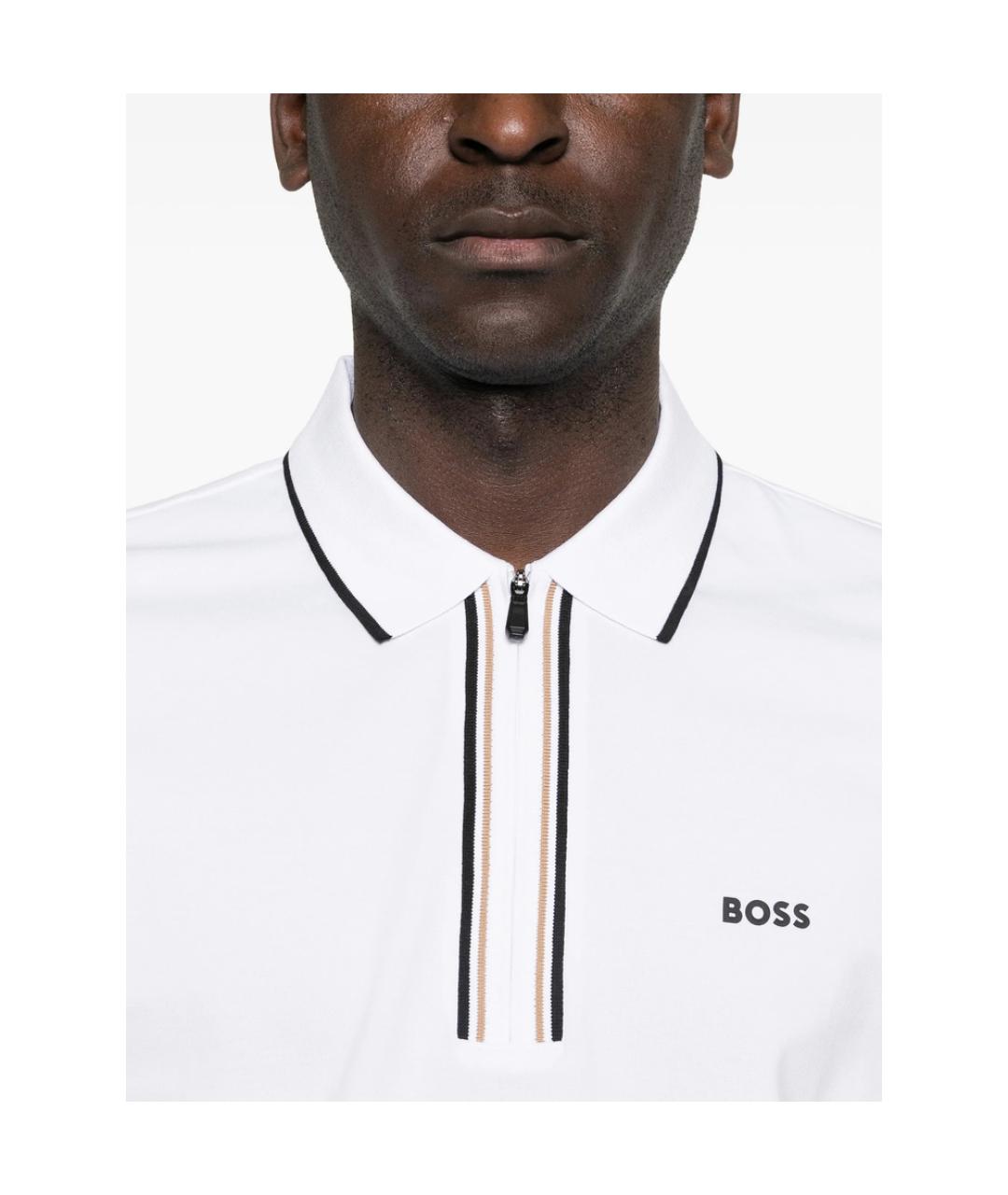 HUGO BOSS Белое хлопковое поло с коротким рукавом, фото 3