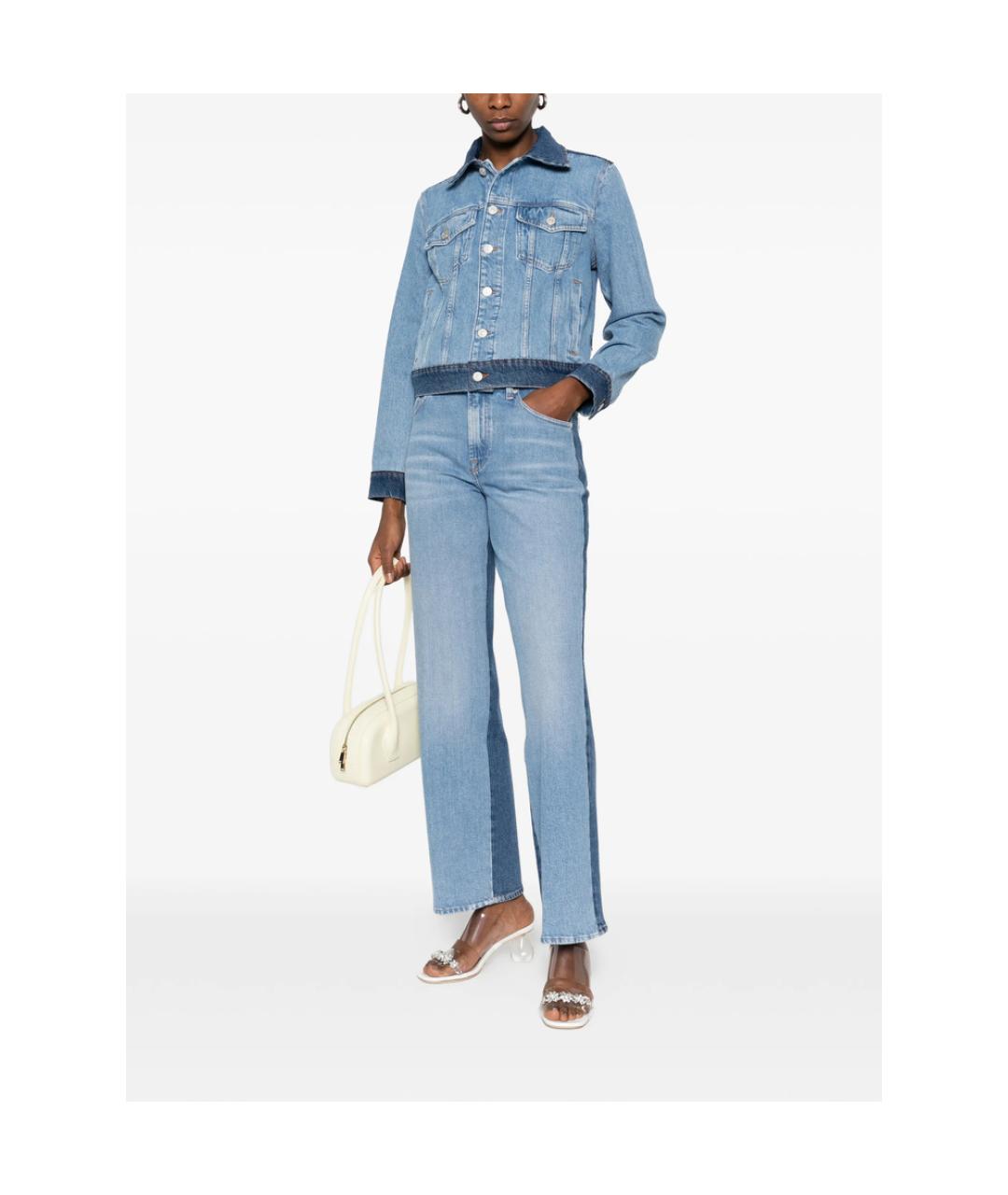 7 FOR ALL MANKIND Синие хлопковые прямые джинсы, фото 4