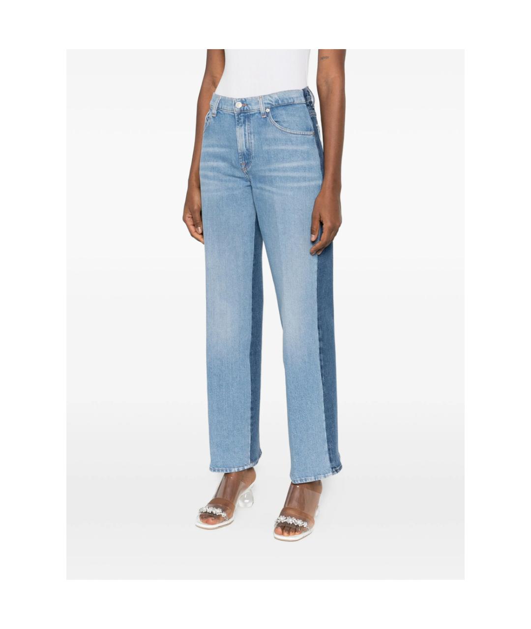 7 FOR ALL MANKIND Синие хлопковые прямые джинсы, фото 3