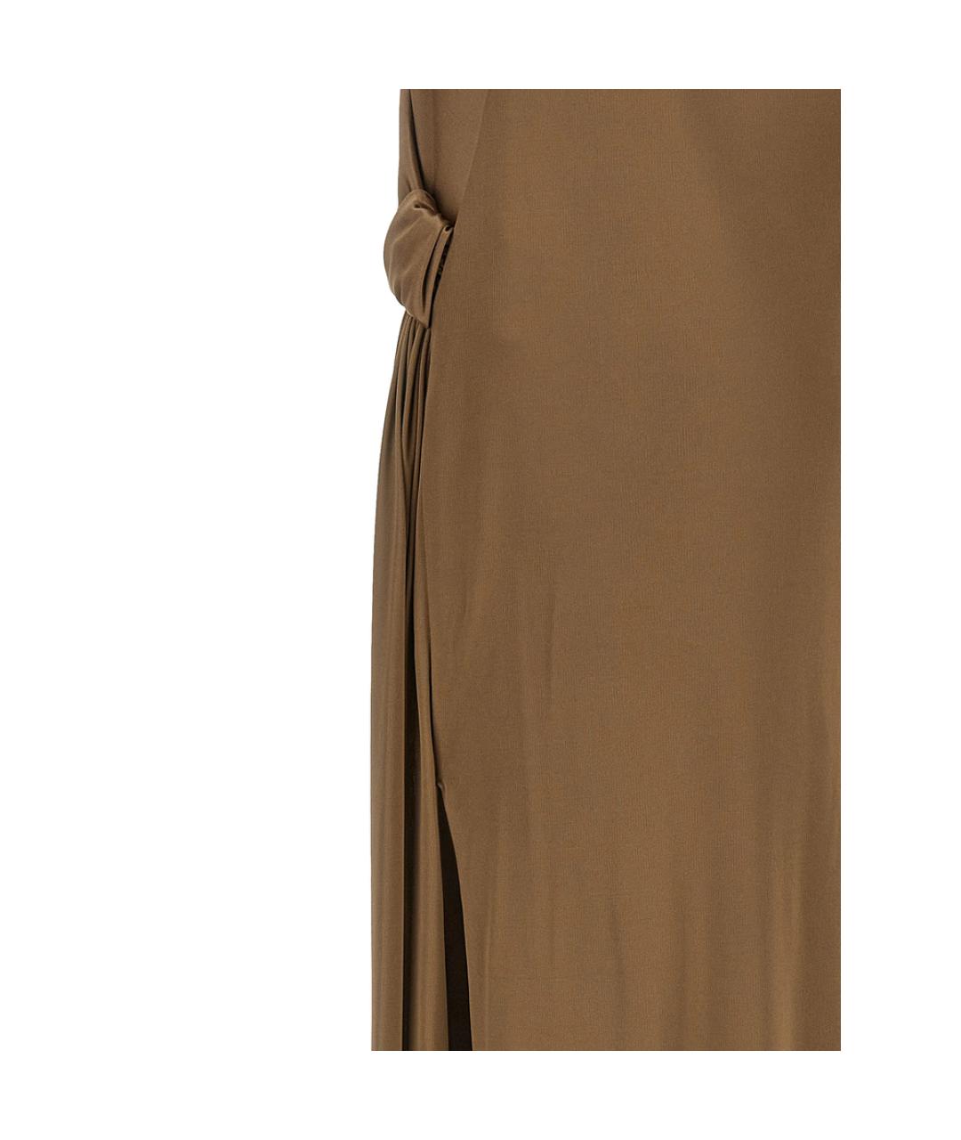 ELISABETTA FRANCHI Коричневое вискозное вечернее платье, фото 4