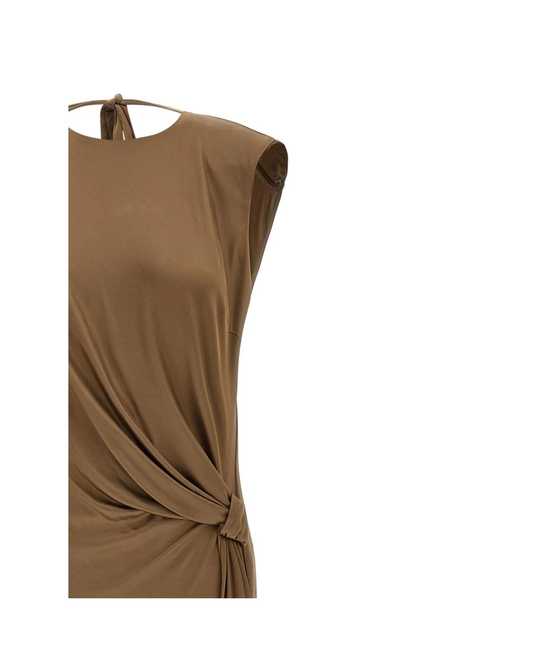 ELISABETTA FRANCHI Коричневое вискозное вечернее платье, фото 3