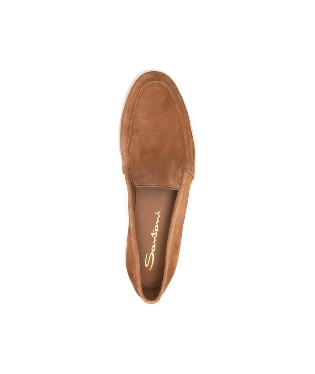 SANTONI Коричневые кожаные лоферы, фото 4