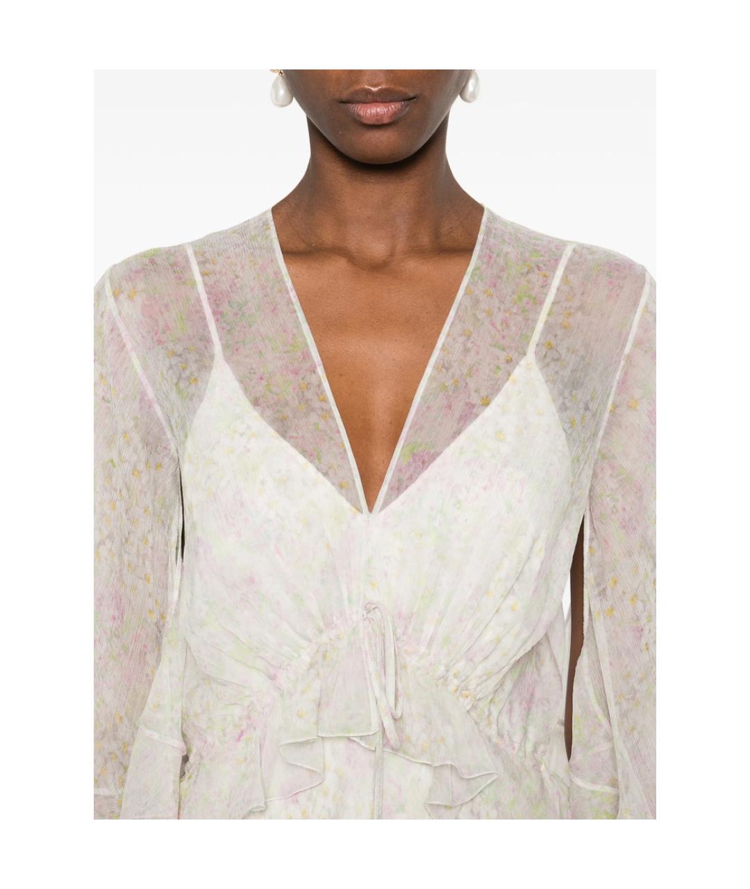 ALBERTA FERRETTI Бежевое шелковое вечернее платье, фото 4